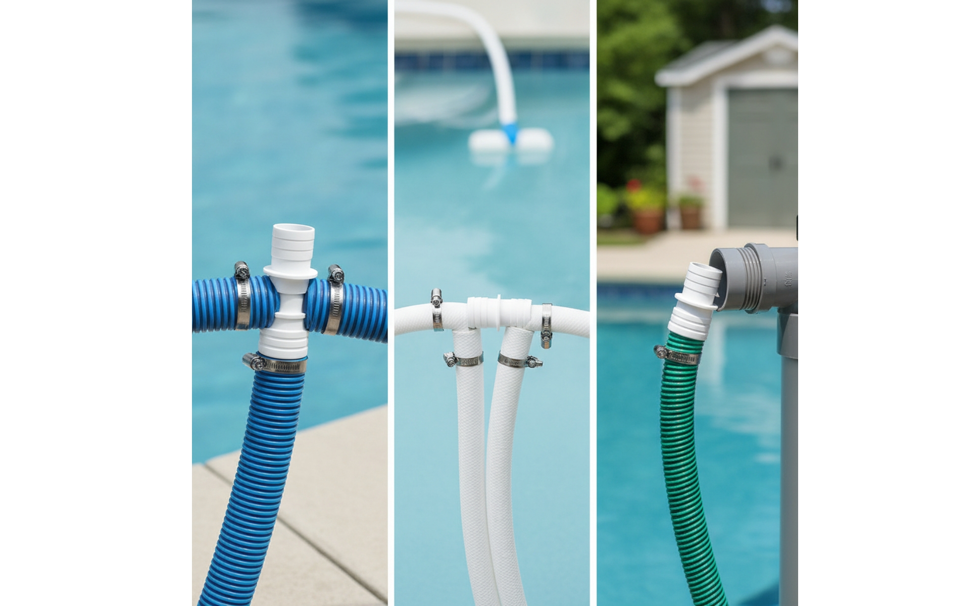 2 Pieces Pool Hose Adapter with Clamps Leak-Proof Pool Hose Adapter