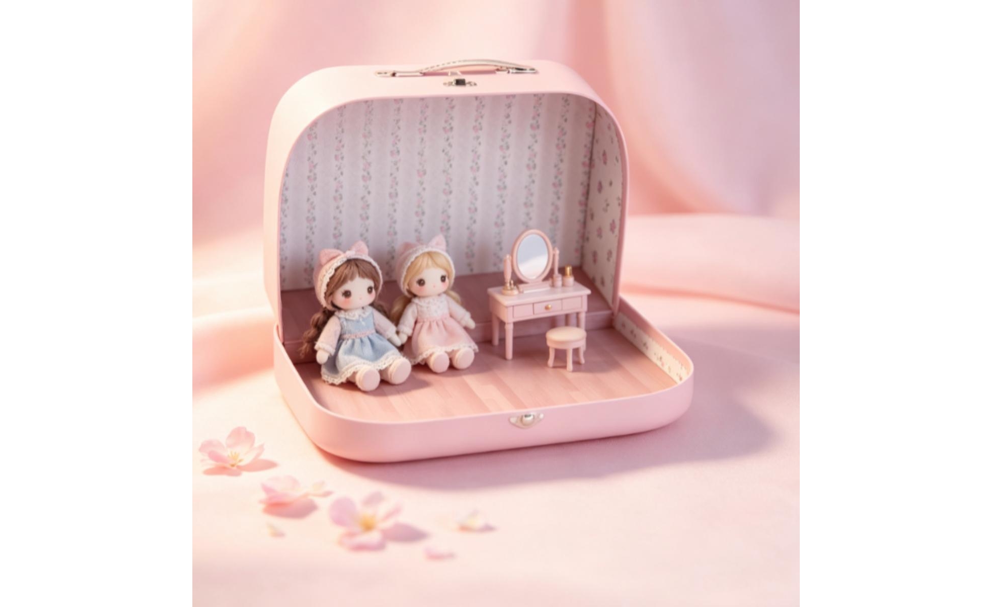 Suitcase Dollhouse Portable Mini Suitcase with Handle Decorative for Collectors