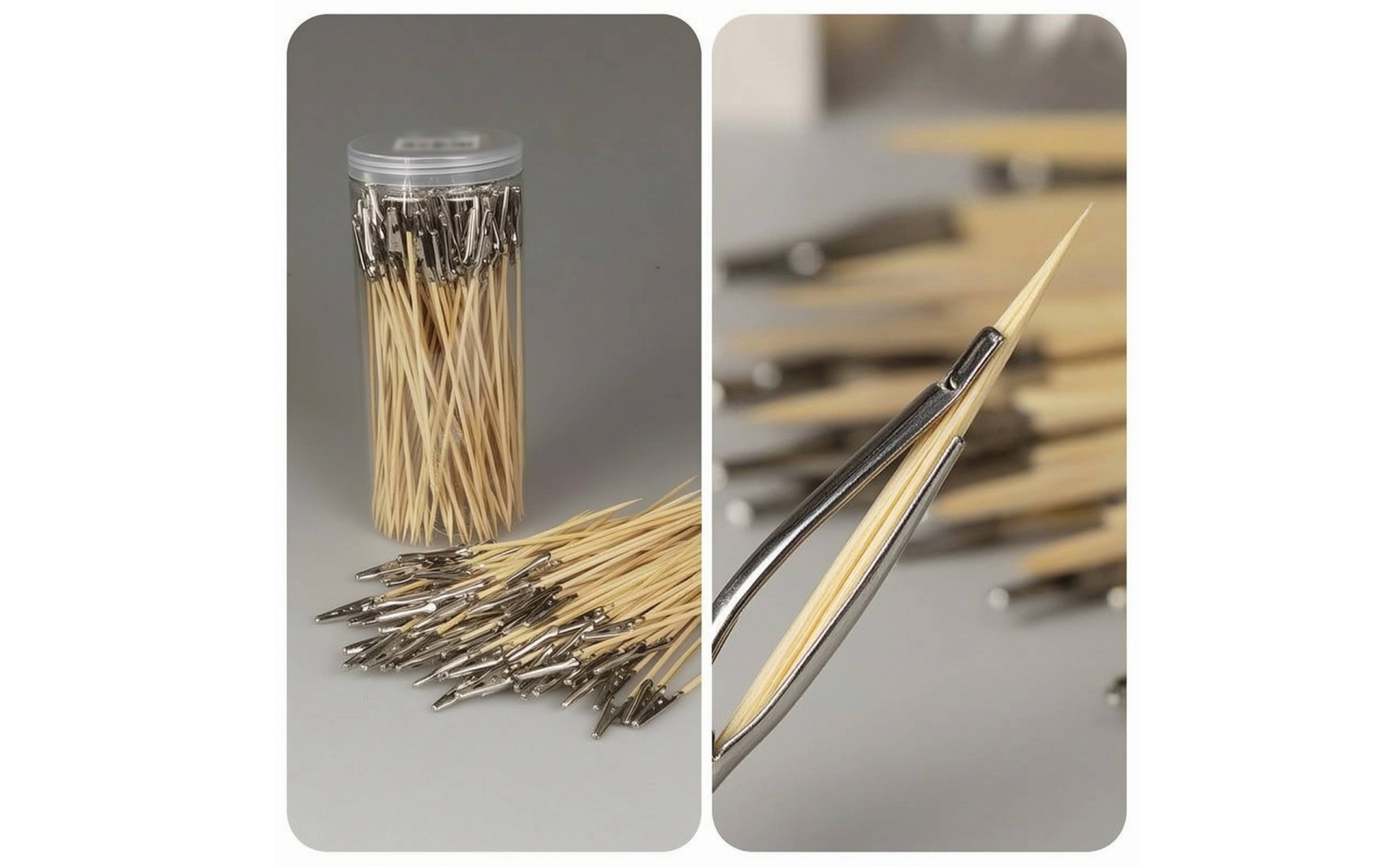 100 Pieces Alligator Clip Stick with Bamboo Handle Firm Model Painting Clip