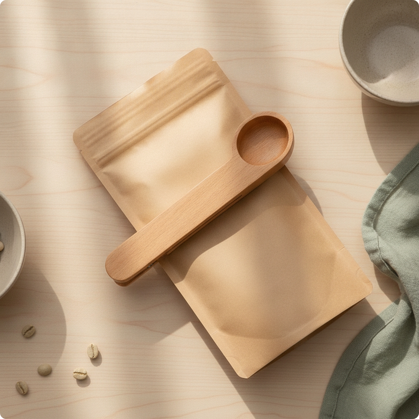 Coffee Scoop with Bag Clip Wooden Coffee Scoop with Clip Compact for Bakers