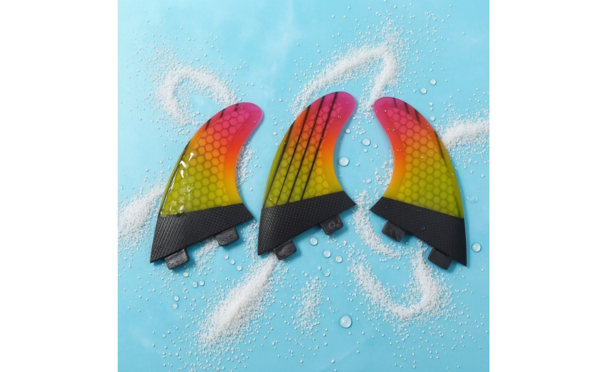 3 Pieces Surfboard Fin with Double-Tab Base FCS-Compatible-Style Thruster Fin