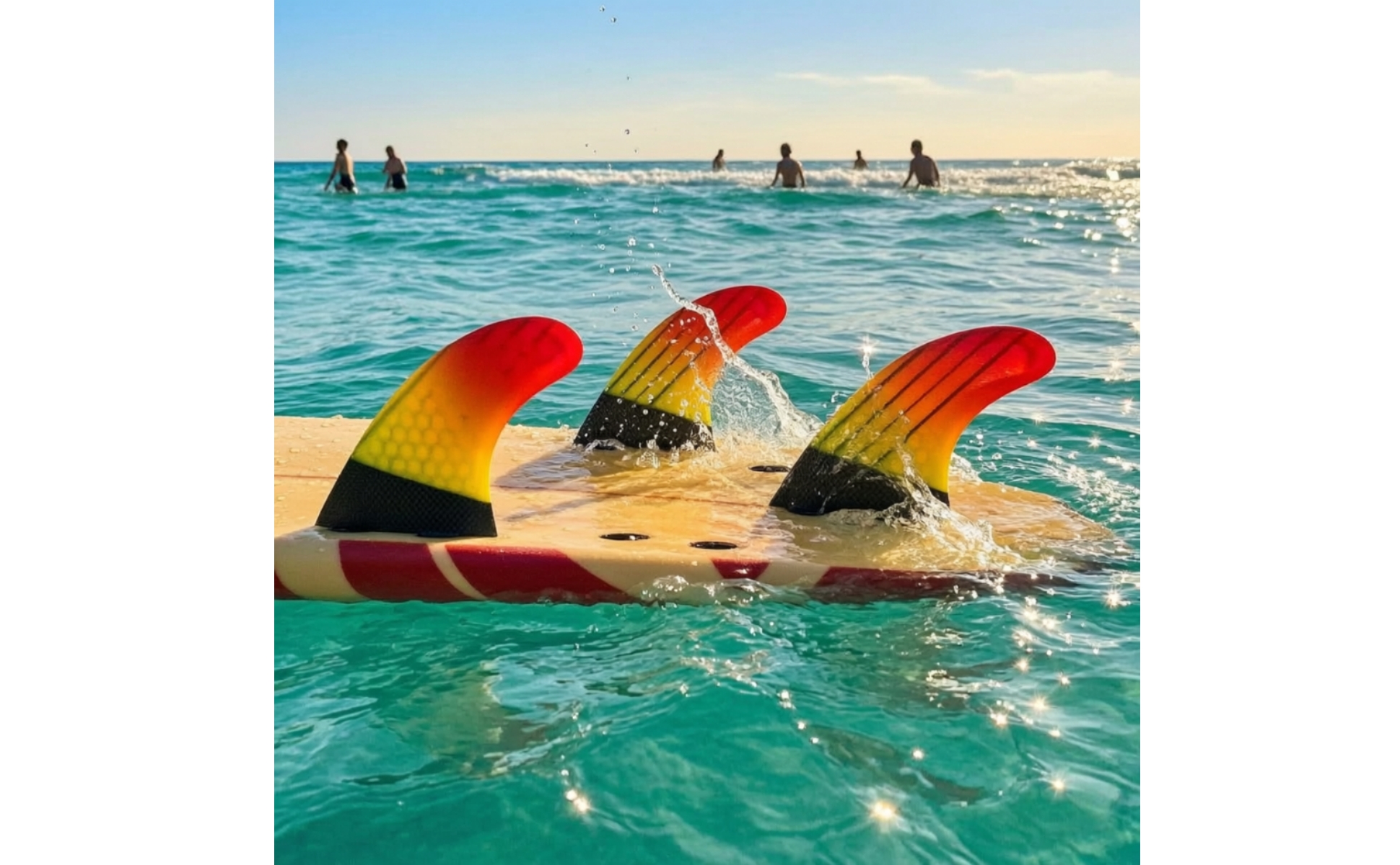 3 Pieces Surfboard Fin with Double-Tab Base FCS-Compatible-Style Thruster Fin