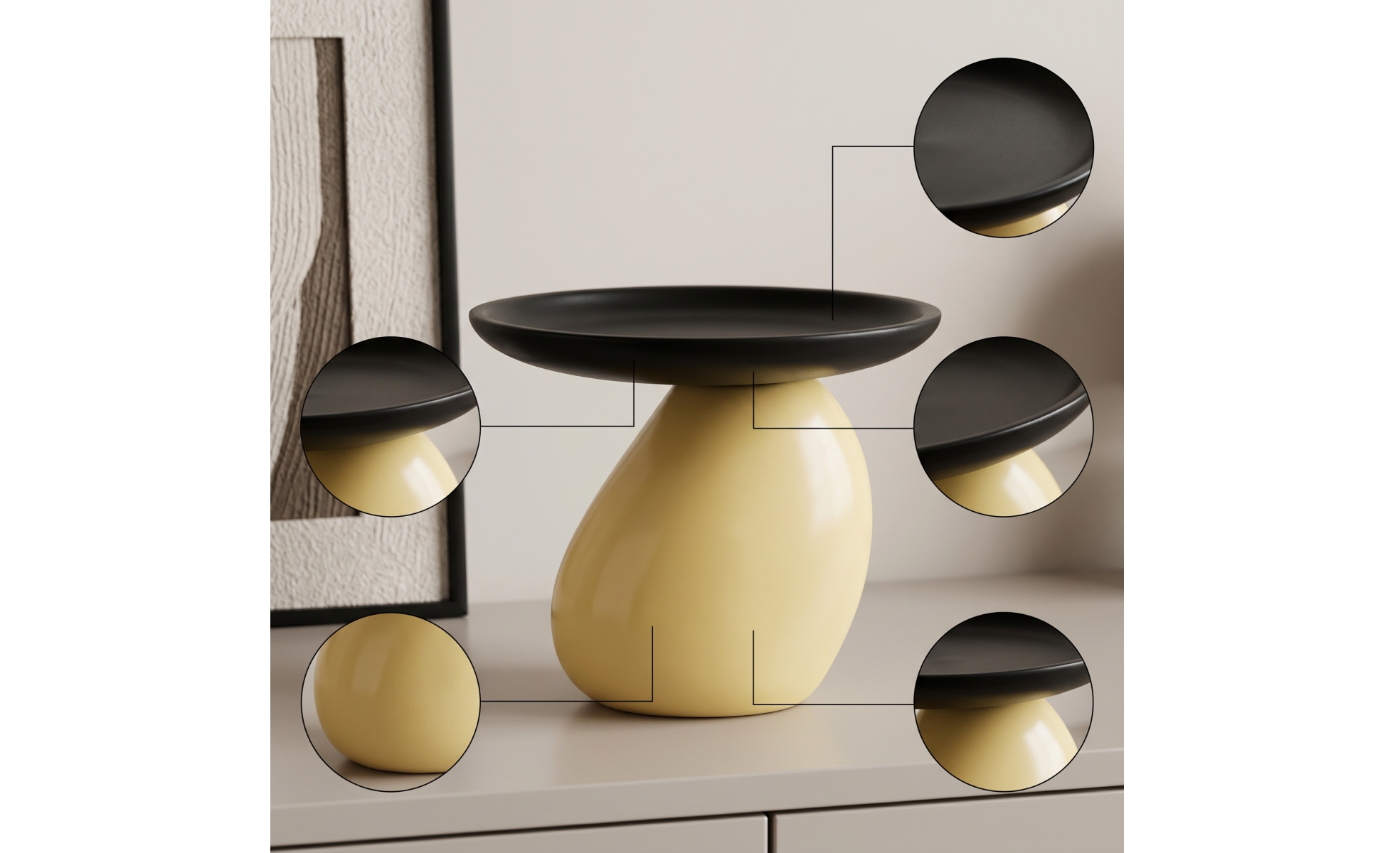Toadstool Tray Minimalist Tray with Pedestal Sculptural for Entryway, Dresser