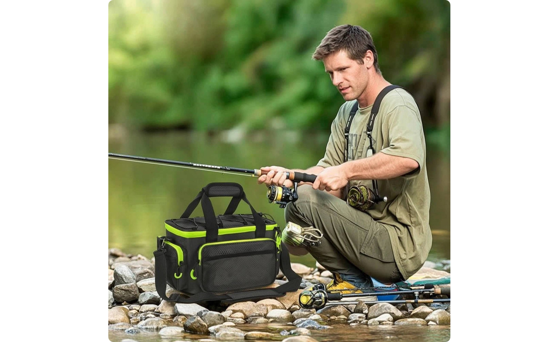 Fishing Tackle Bag Multi-Pocket Tackle Bag with Shoulder Strap Portable