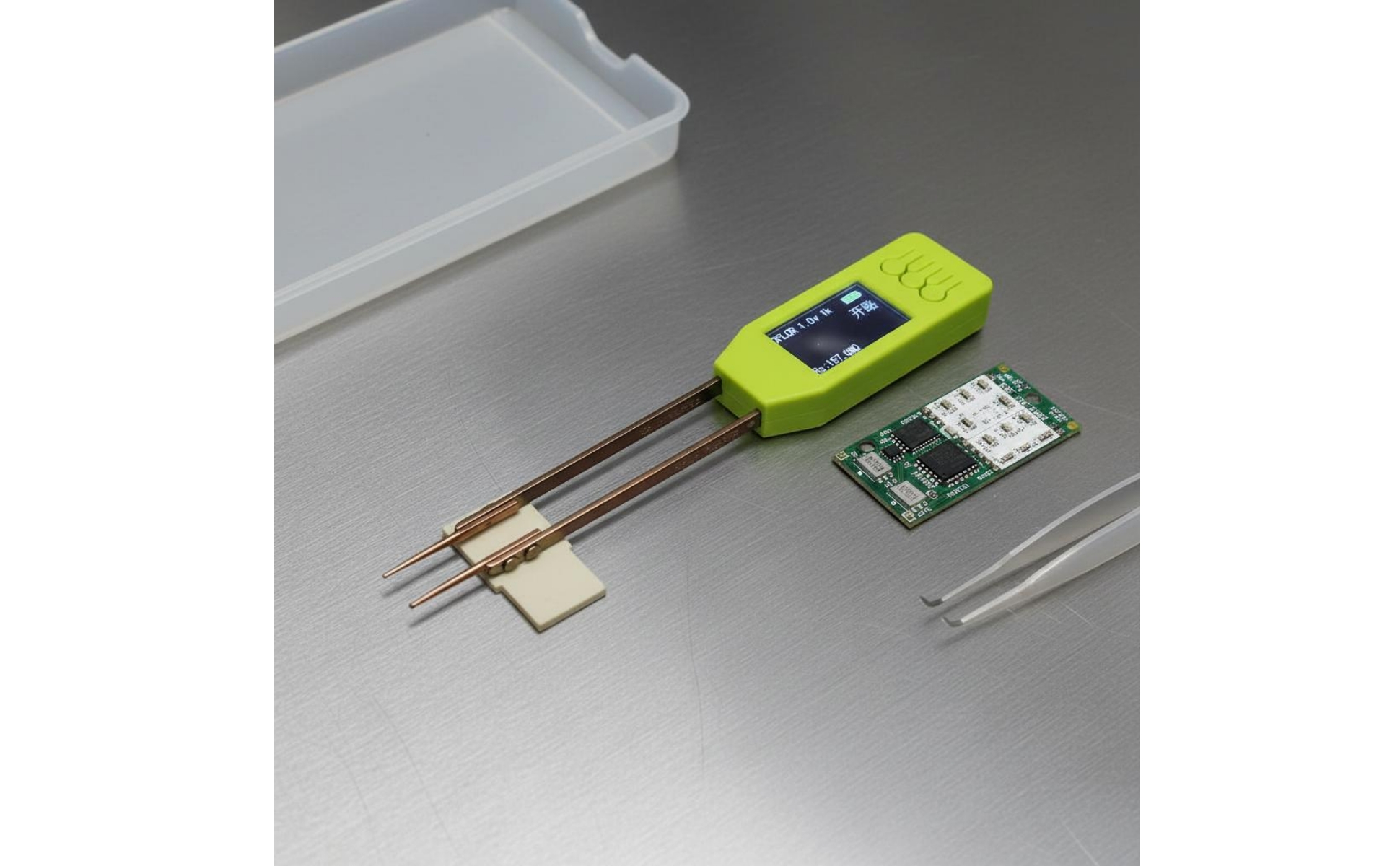 Bridge-Design Tweezer Tester Green Plastic Housing Tweezer Component Tester