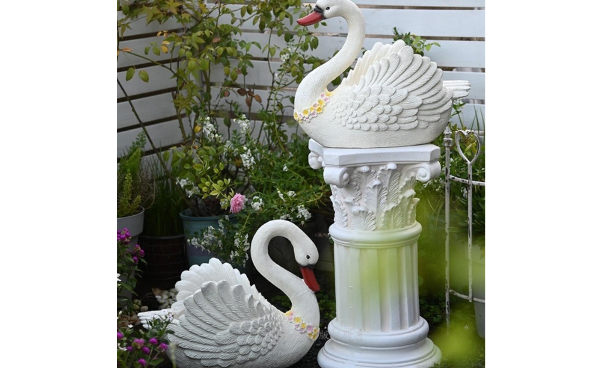 Swan Planter Stone-Like Swan Planter with Wings Sculpted for Entryway, Gardeners