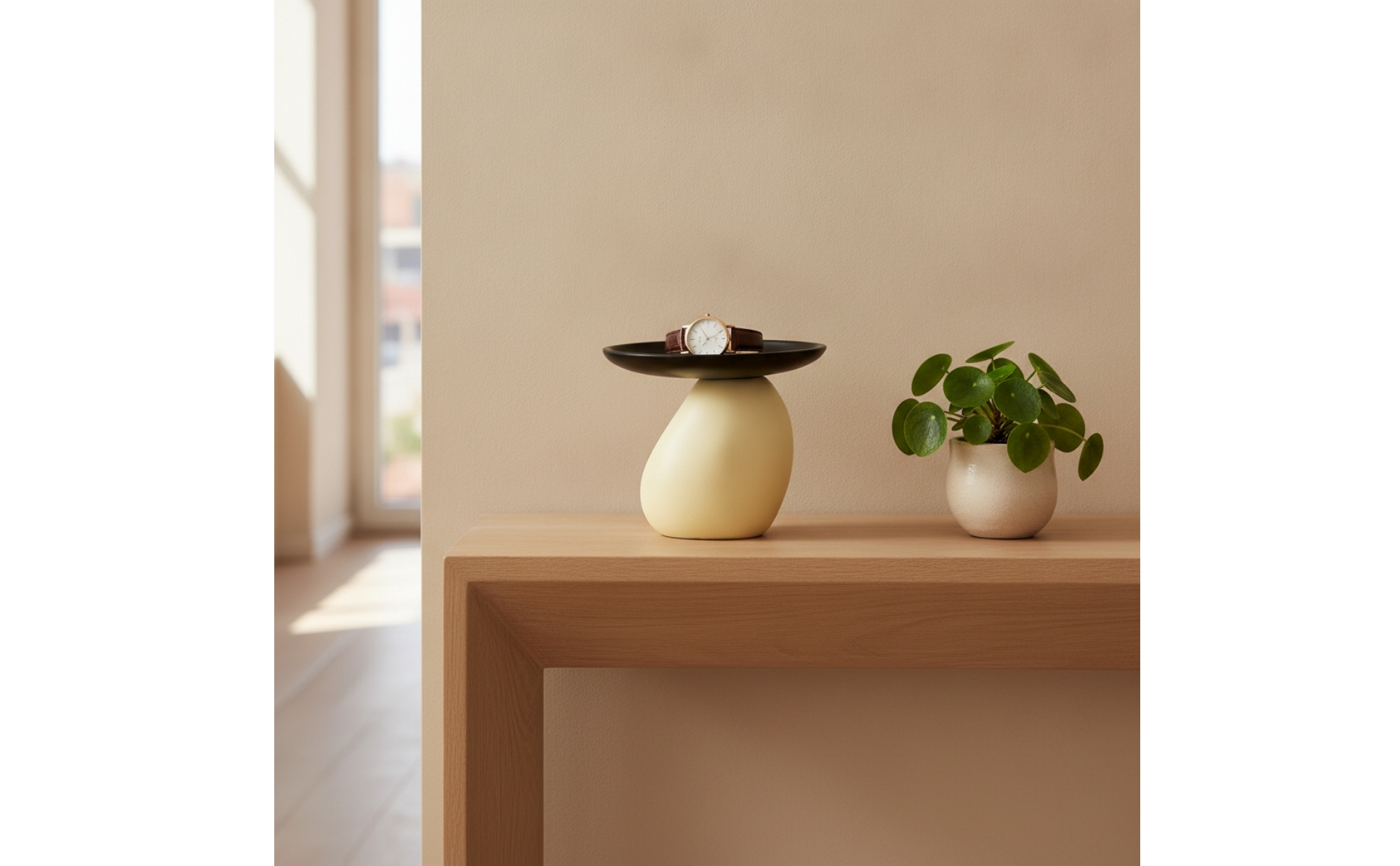 Toadstool Tray Minimalist Tray with Pedestal Sculptural for Entryway, Dresser