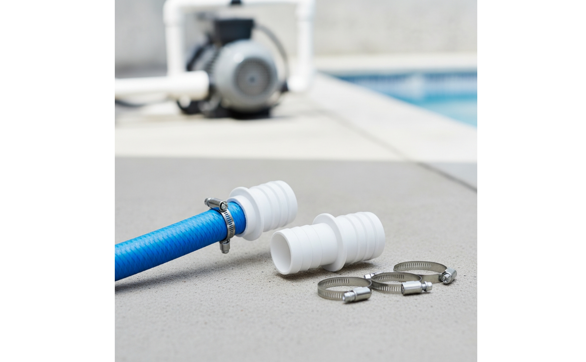 2 Pieces Pool Hose Adapter with Clamps Leak-Proof Pool Hose Adapter