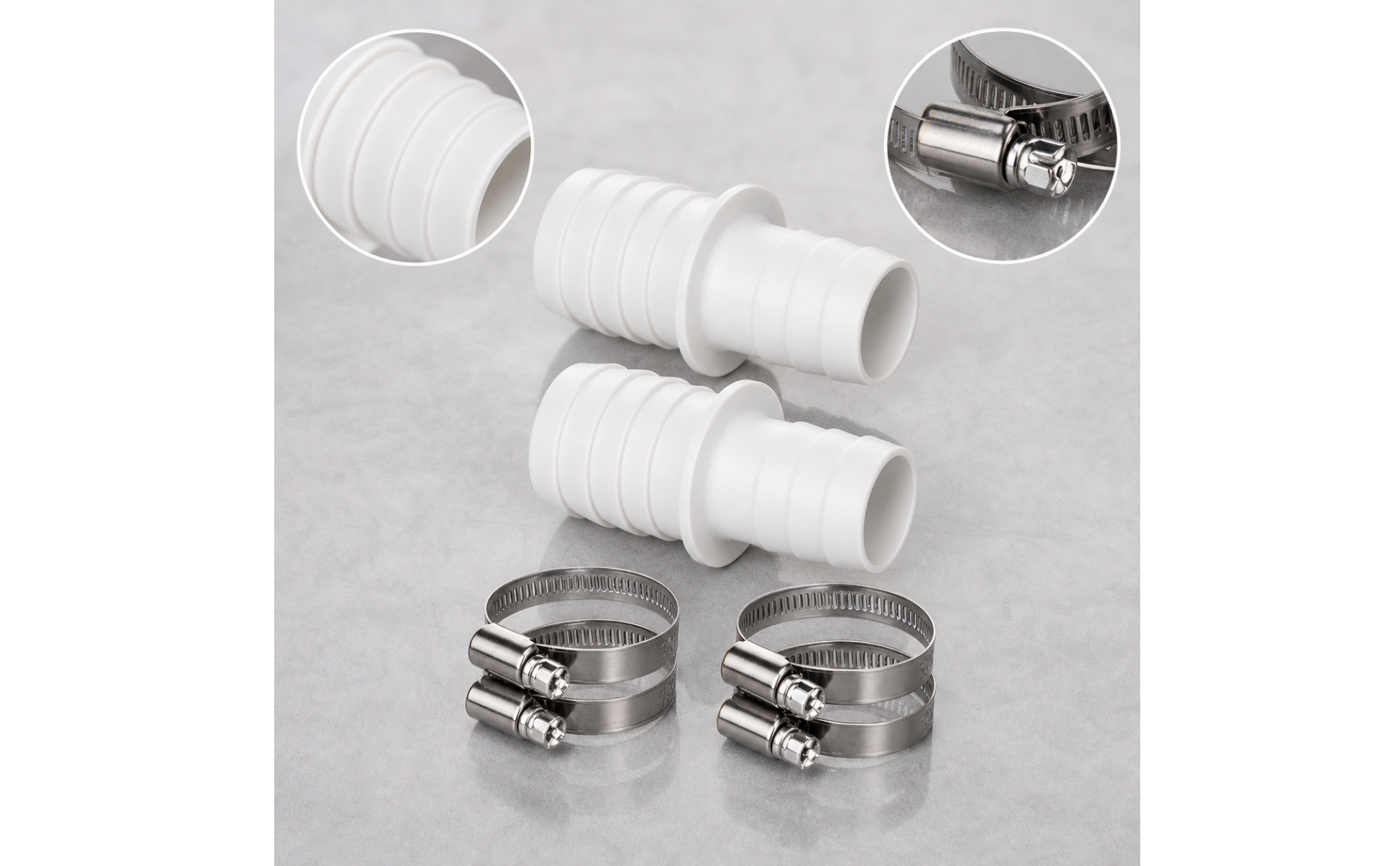 2 Pieces Pool Hose Adapter with Clamps Leak-Proof Pool Hose Adapter