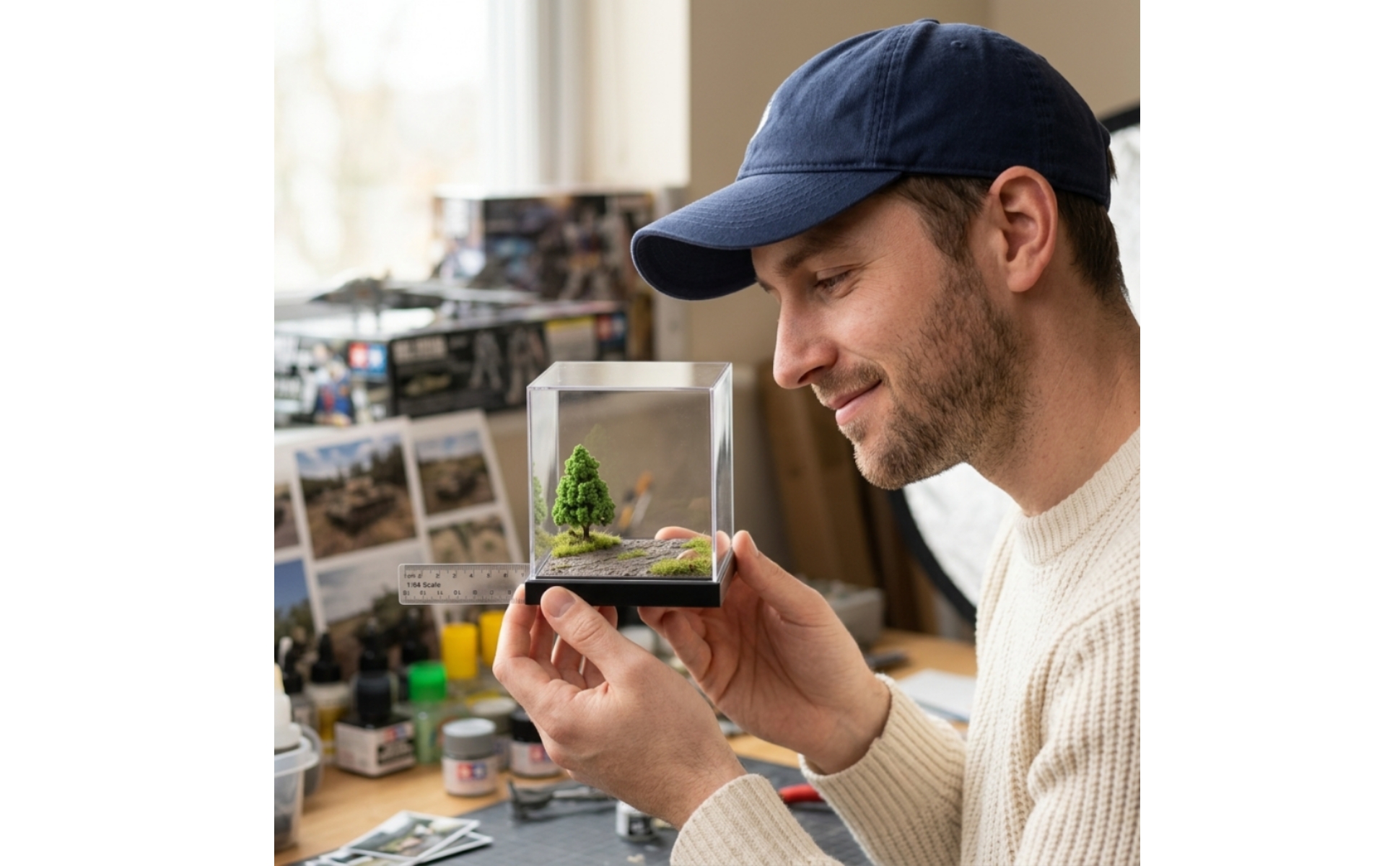 Diorama with Acrylic Cover 1:64 Scale for Collectors, Hobbyists
