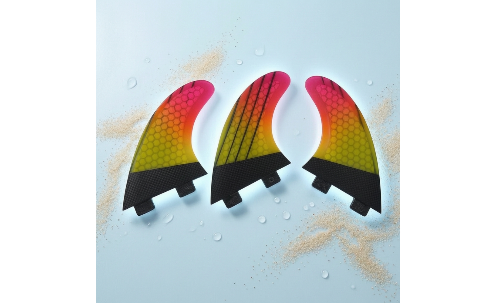 3 Pieces Surfboard Fin with Double-Tab Base FCS-Compatible-Style Thruster Fin