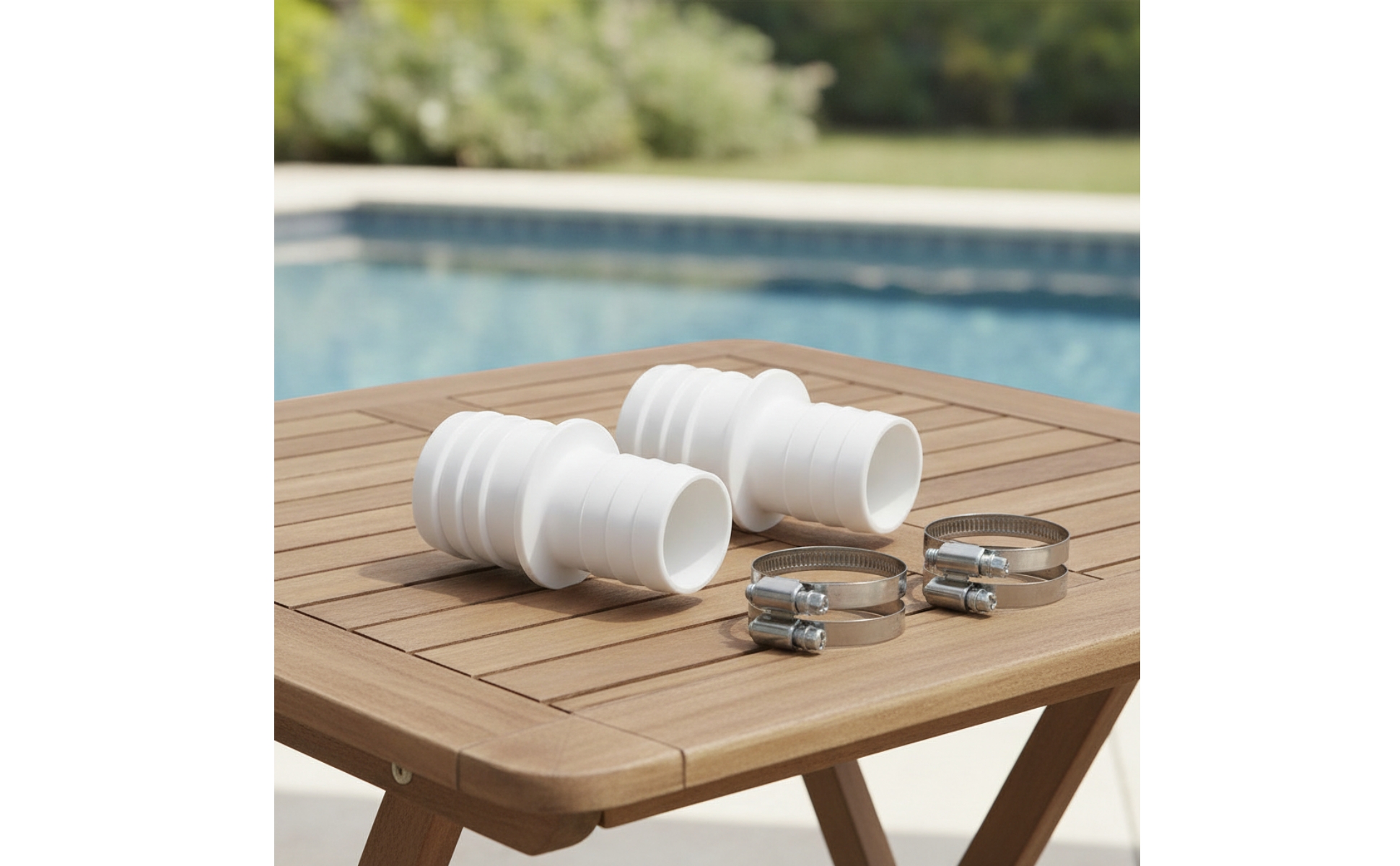 2 Pieces Pool Hose Adapter with Clamps Leak-Proof Pool Hose Adapter