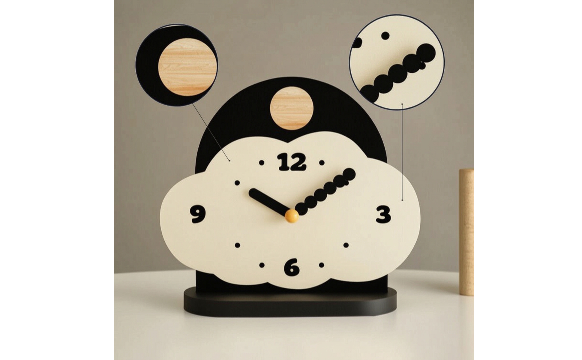 Clock with Arched Back Panel Decorative Cloud Shaped Clock Modern for Bookshelf
