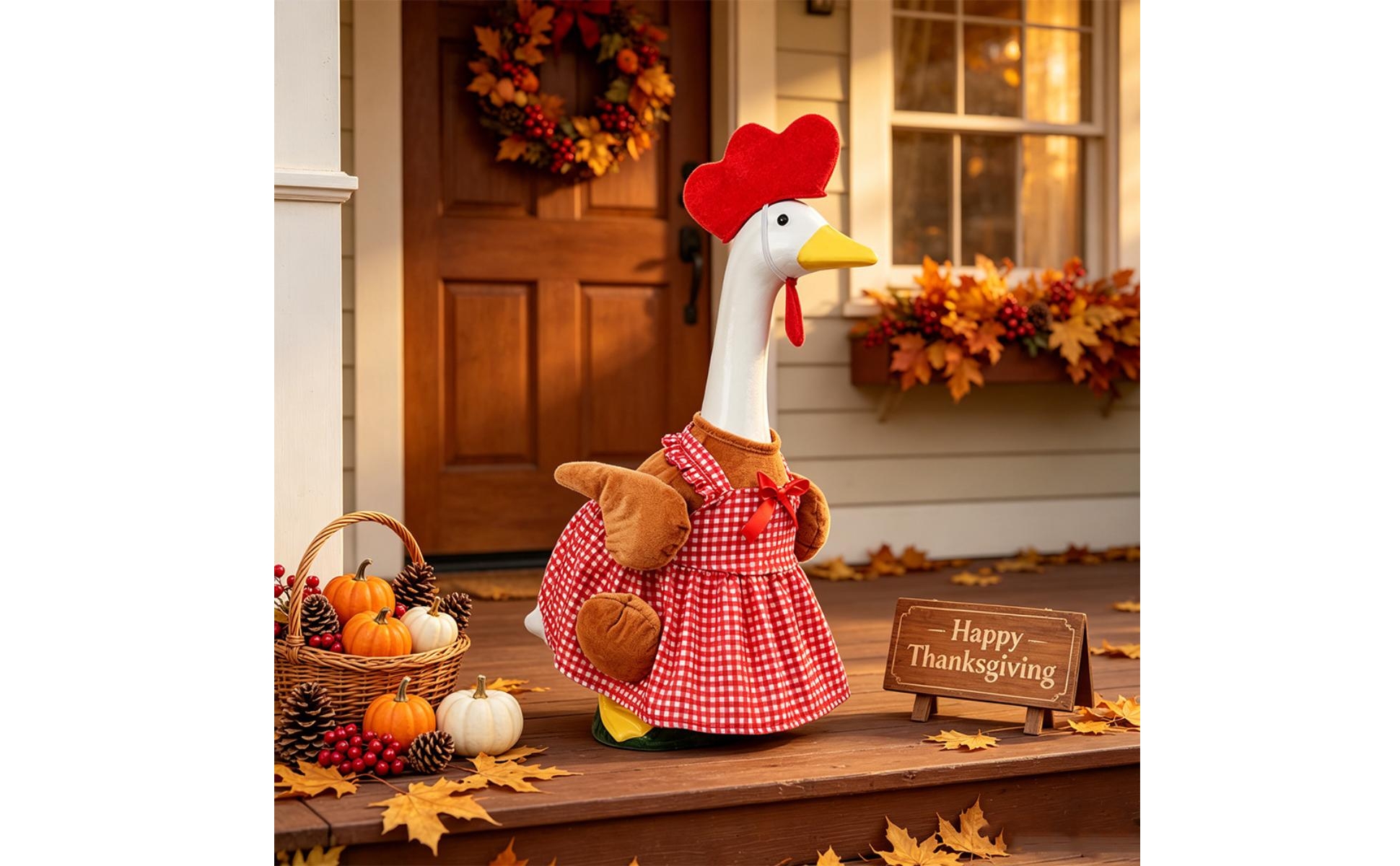 Goose Outfit Thanksgiving-Themed Goose Clothes Turkey-Shaped for Porch, Garden