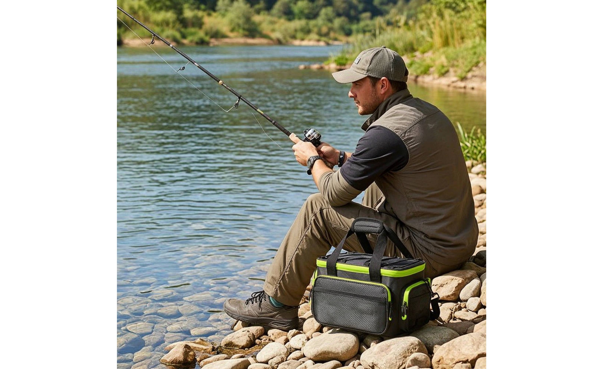 Fishing Tackle Bag Multi-Pocket Tackle Bag with Shoulder Strap Portable