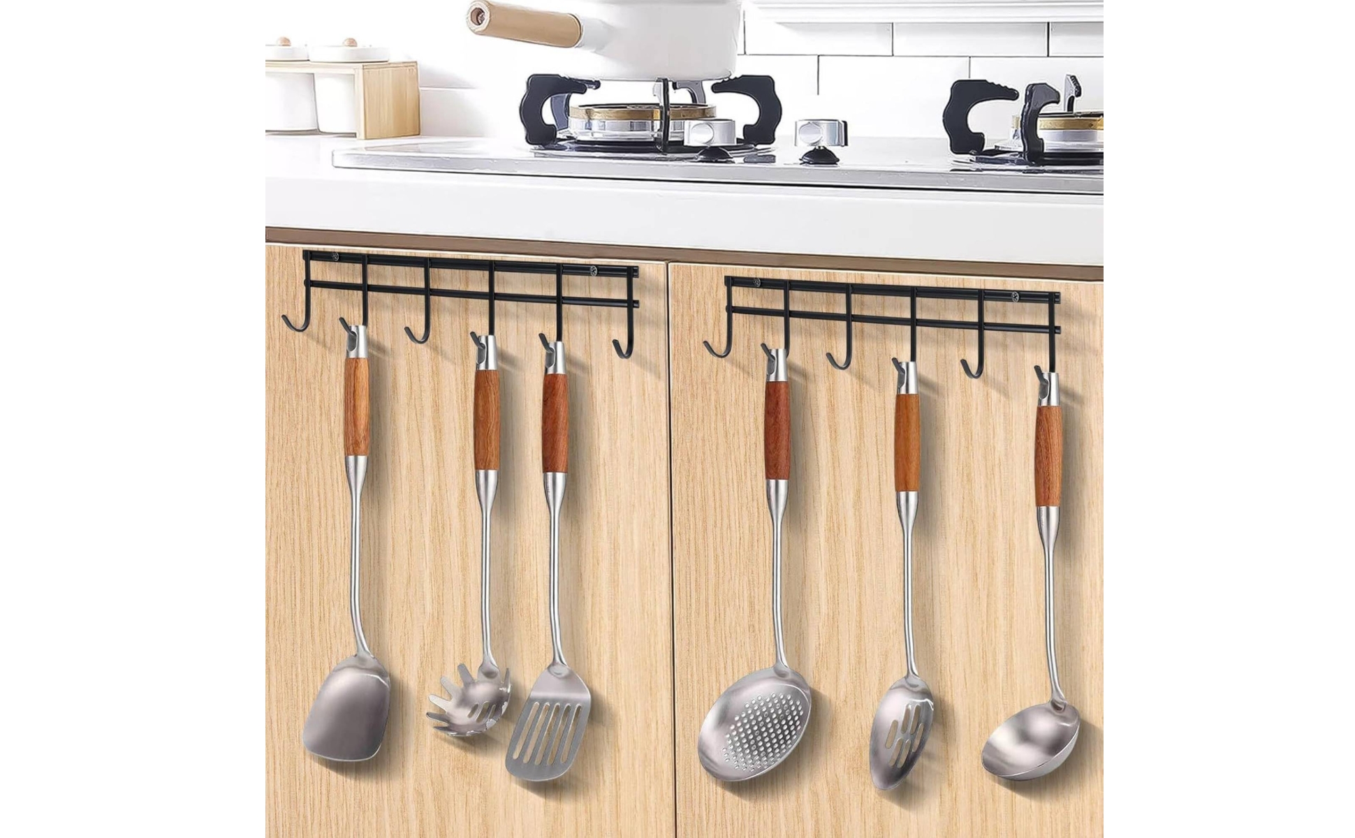 2 Pieces Wall-Mounted Coat Rack with Hooks Slim Coat Rack with Hooks for Kitchen