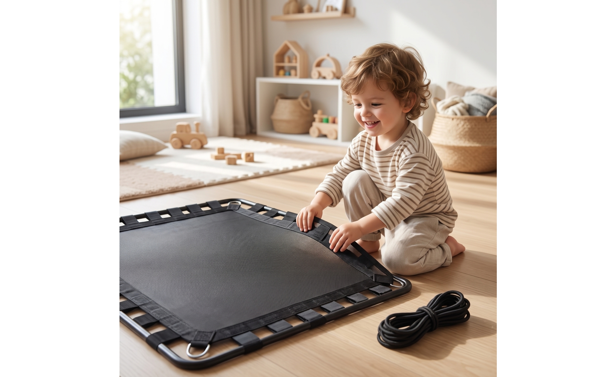 Square Trampoline Mat Mesh Trampoline Mat with Loops Reinforced for Toddlers