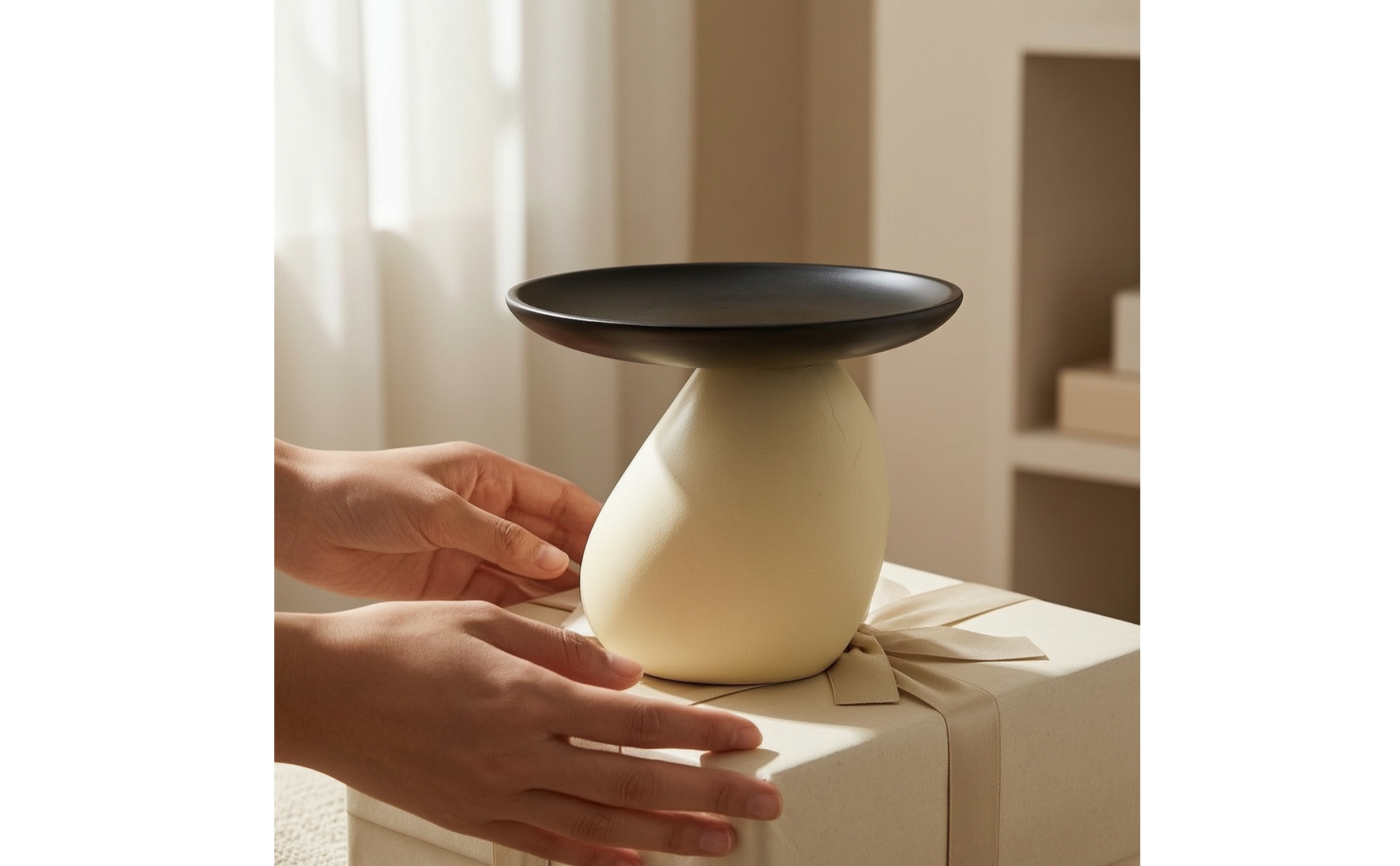 Toadstool Tray Minimalist Tray with Pedestal Sculptural for Entryway, Dresser