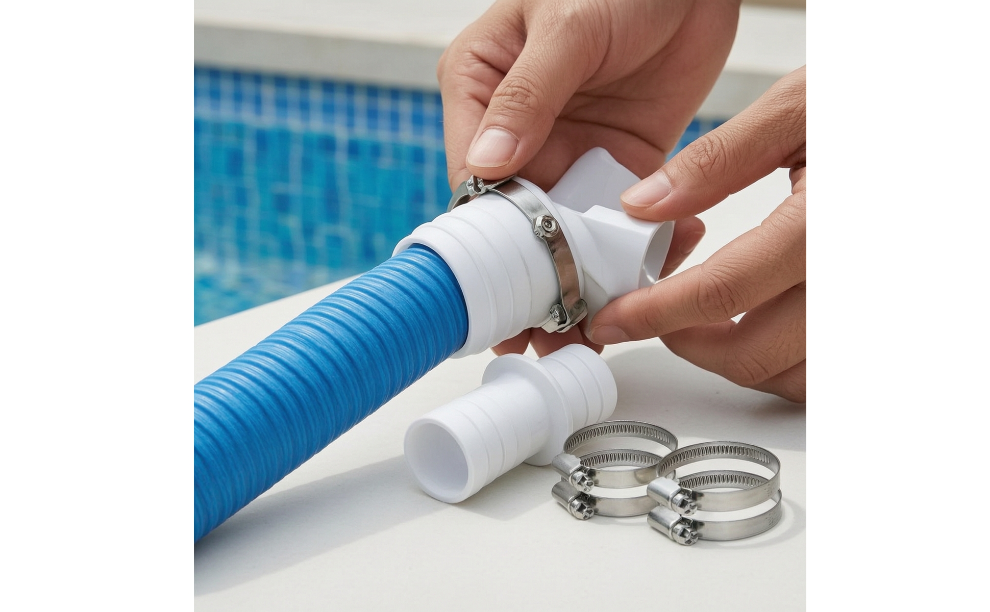 2 Pieces Pool Hose Adapter with Clamps Leak-Proof Pool Hose Adapter