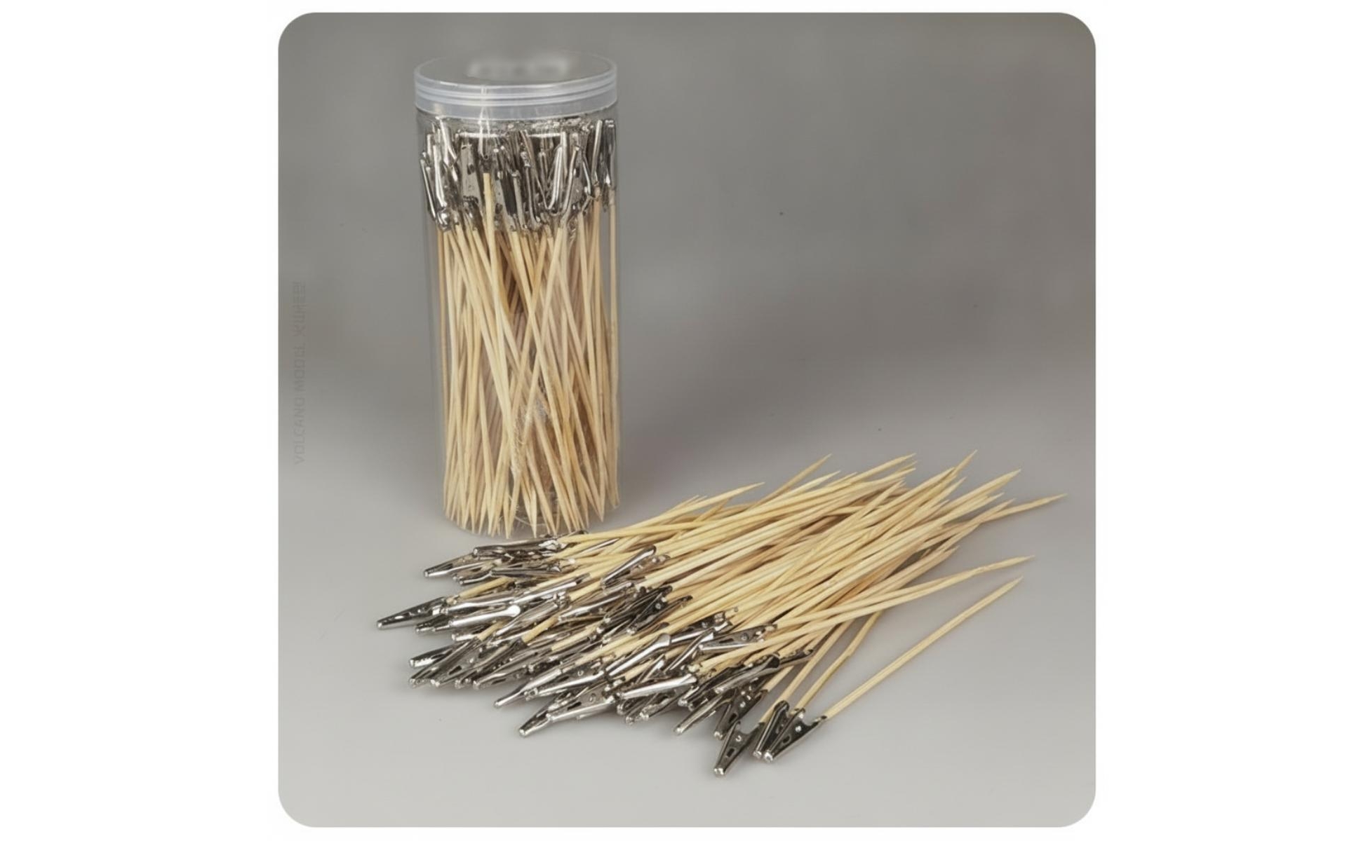 100 Pieces Alligator Clip Stick with Bamboo Handle Firm Model Painting Clip