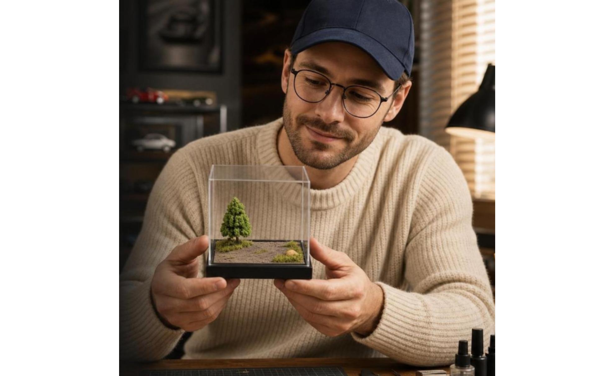 Diorama with Acrylic Cover 1:64 Scale for Collectors, Hobbyists