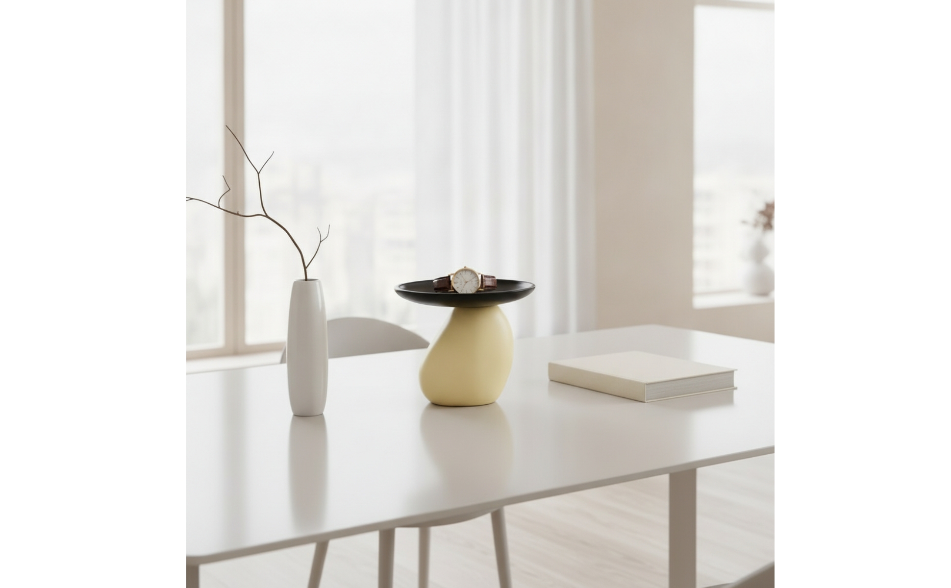Toadstool Tray Minimalist Tray with Pedestal Sculptural for Entryway, Dresser