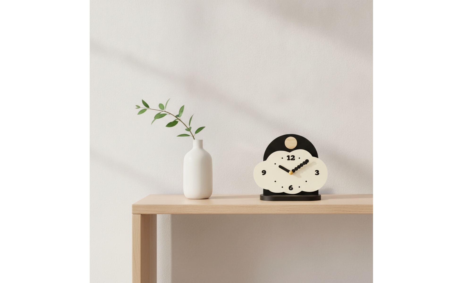 Clock with Arched Back Panel Decorative Cloud Shaped Clock Modern for Bookshelf