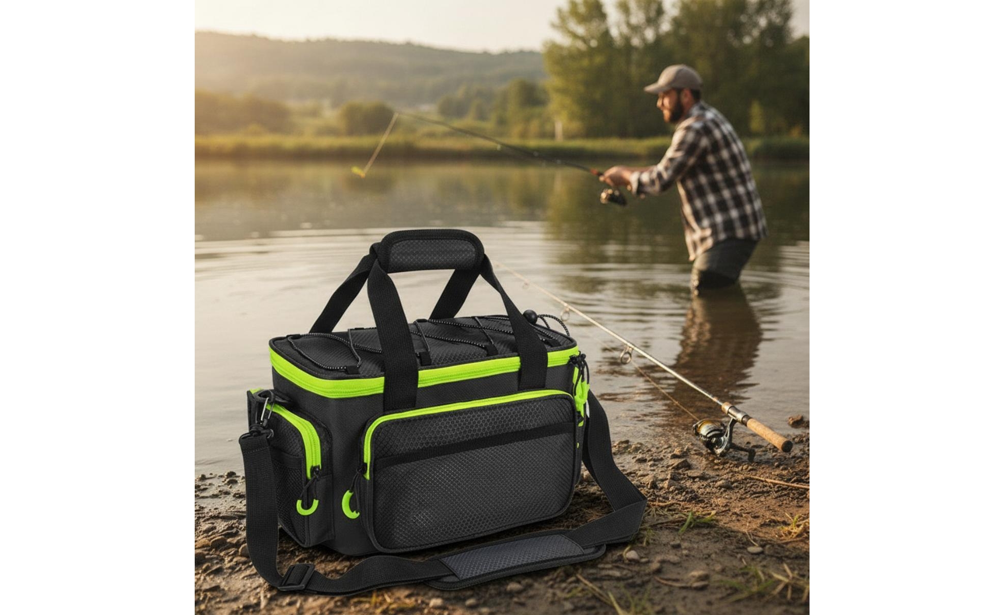 Fishing Tackle Bag Multi-Pocket Tackle Bag with Shoulder Strap Portable