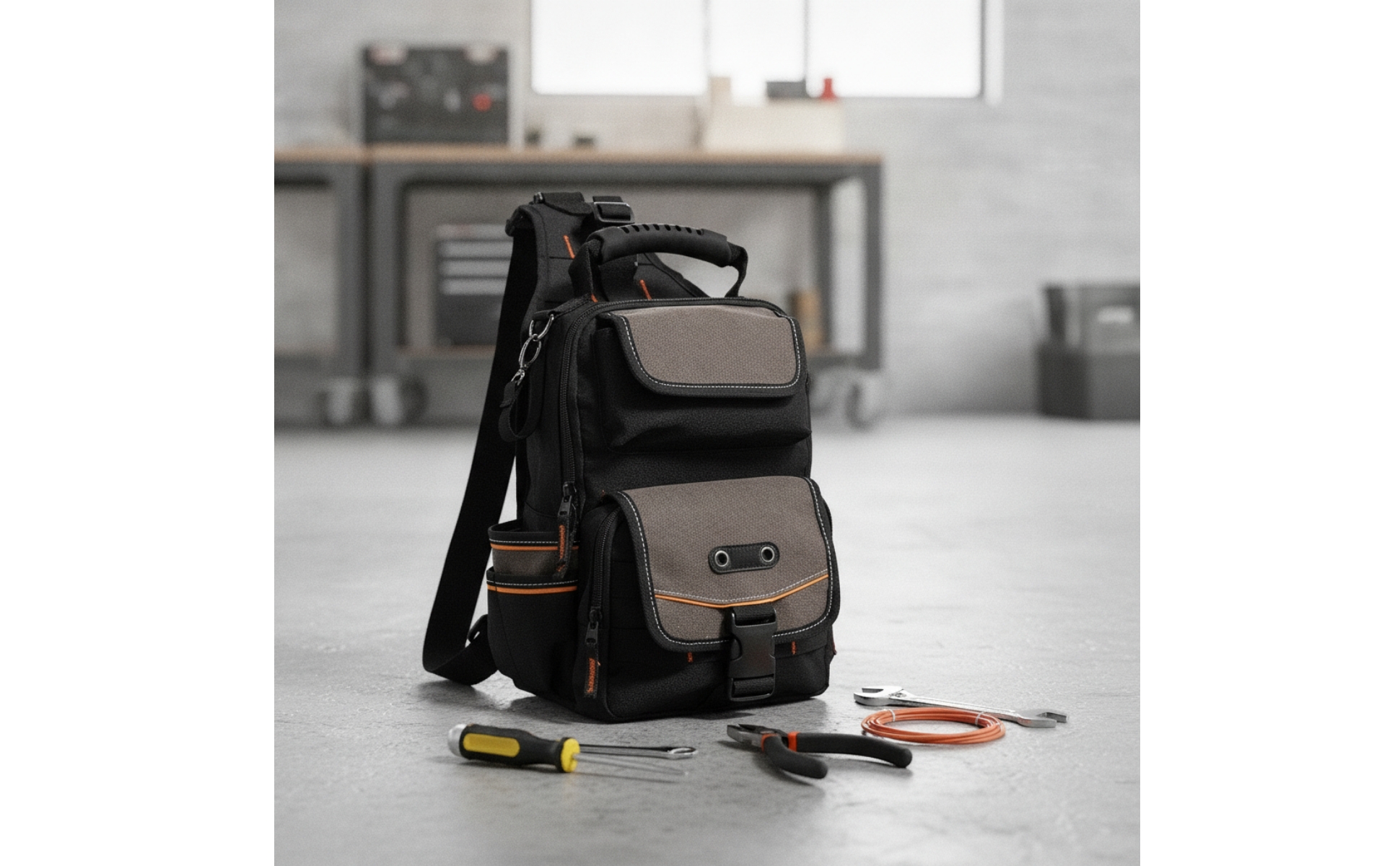 Multi-Pocket Tool Bag Compact Tool Bag with Shoulder Strap for Job Site, DIYers