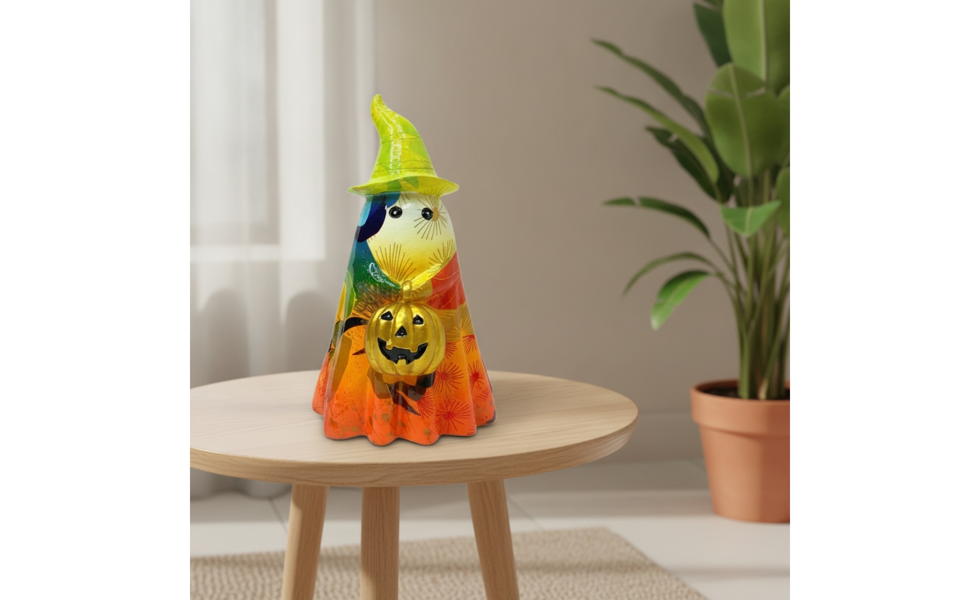 Ghost Figurine with Witch Hat Seasonal Ghost Figurine with Pumpkin Cute