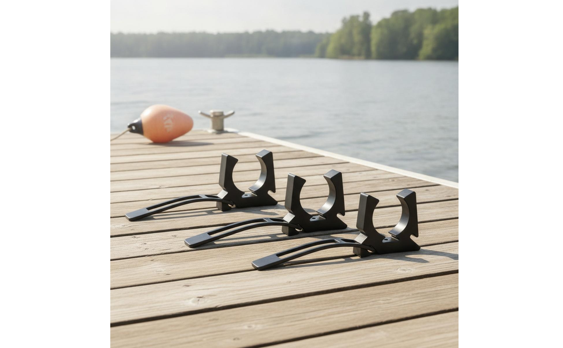 4 Pieces Paddle Holder with Strap Matte Black Marine Pole Cradle Compact