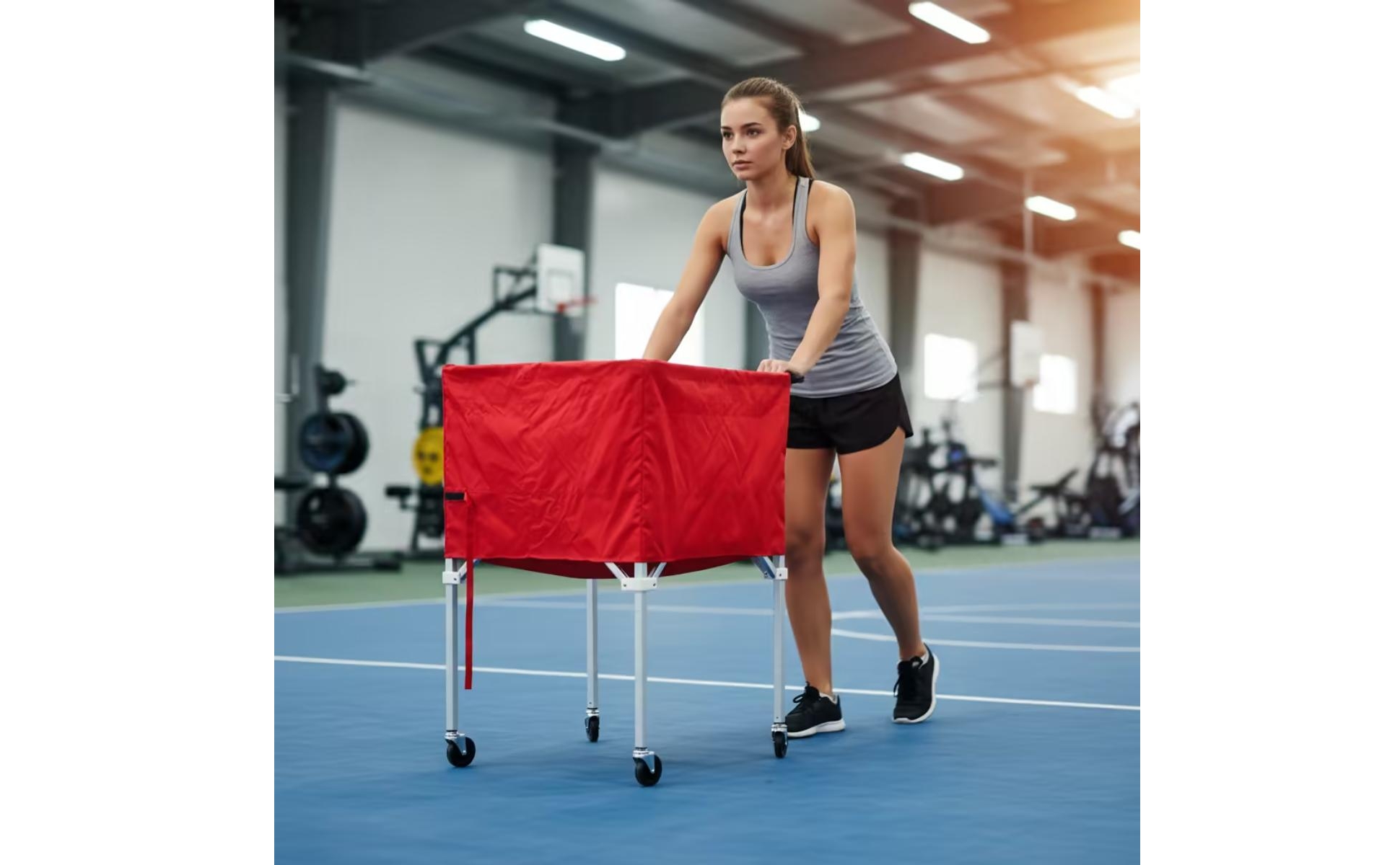 Collapsible Ball Cart Lightweight Foldable Ball Cart Portable for Gym, Teachers