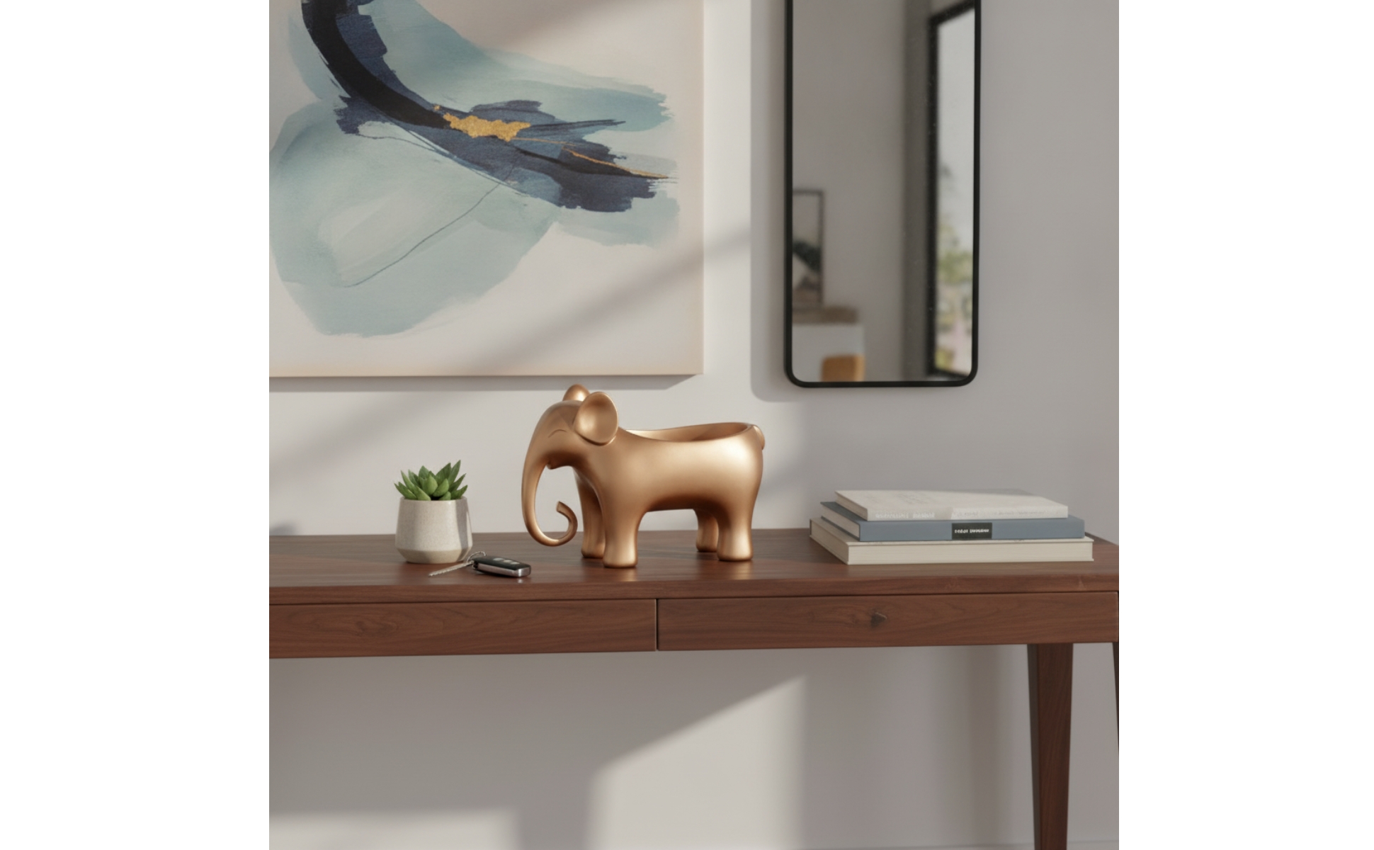 Elephant Storage Container Metal-Like Elephant Figurine with Storage Decorative