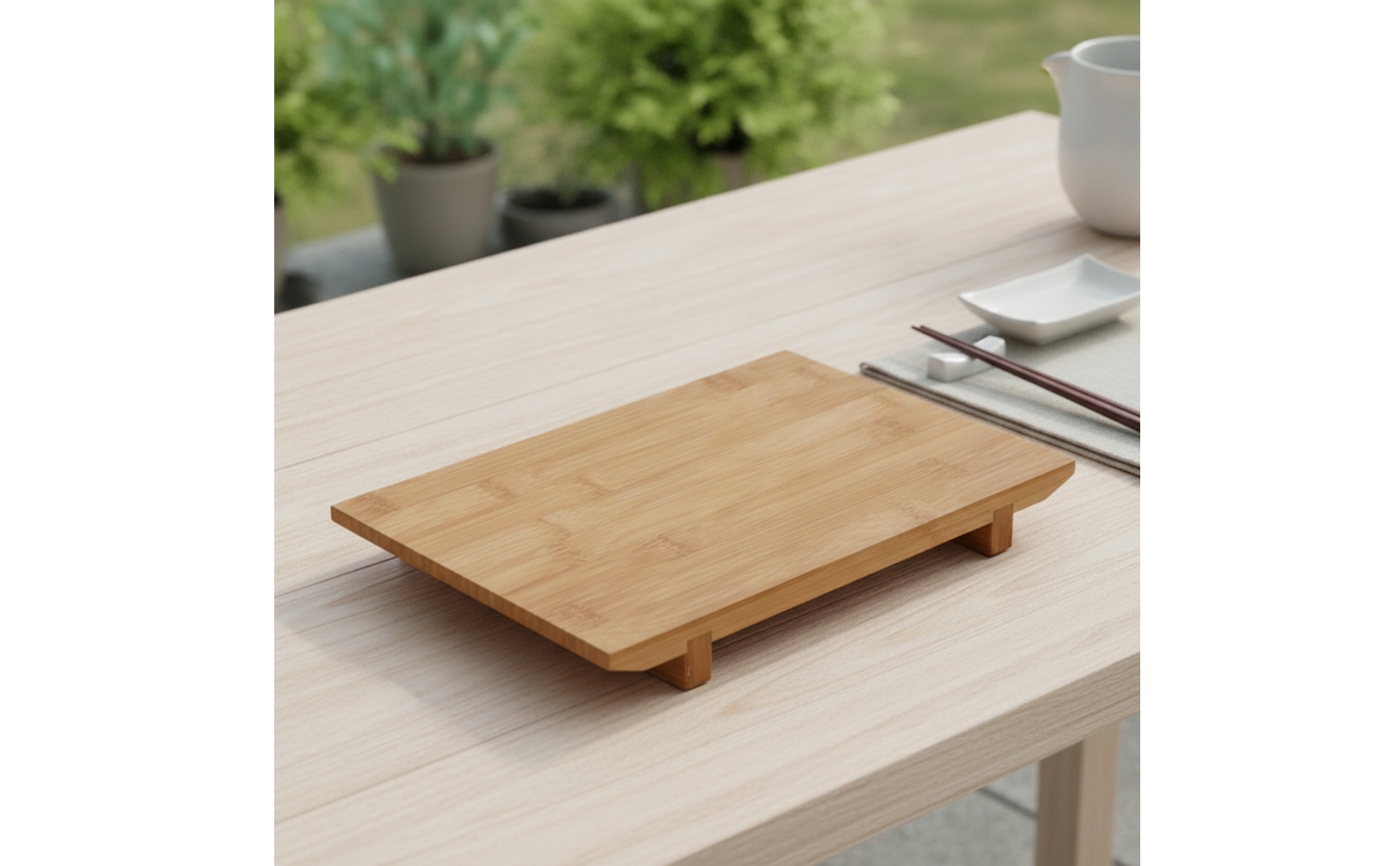 Sushi Serving Board Carbonized Sushi Board with Feet Japanese-Style