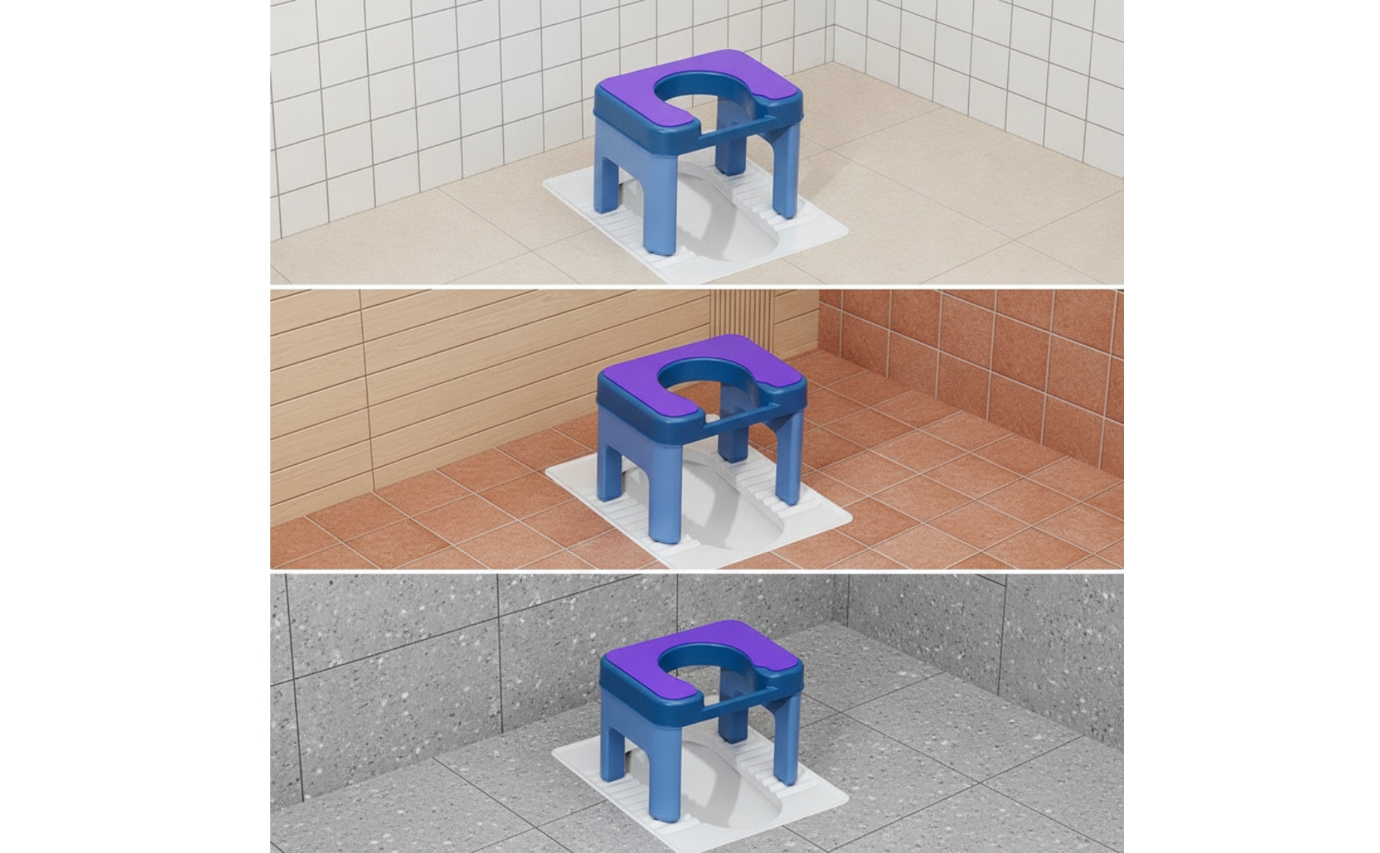 Squat-to-Sit Toilet Stool Anti-Slip Toilet Seating Aid Stable for Women