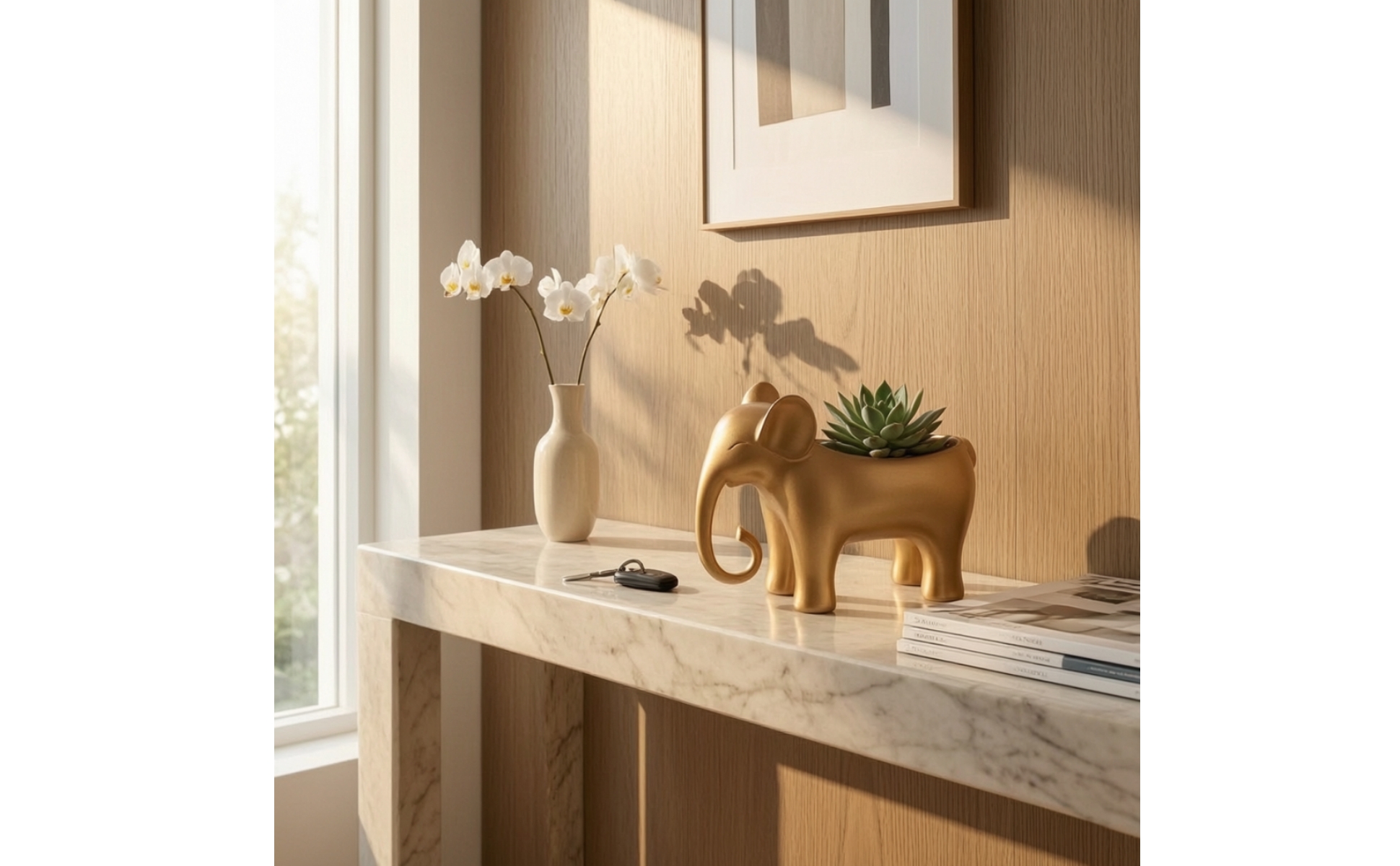 Elephant Storage Container Metal-Like Elephant Figurine with Storage Decorative