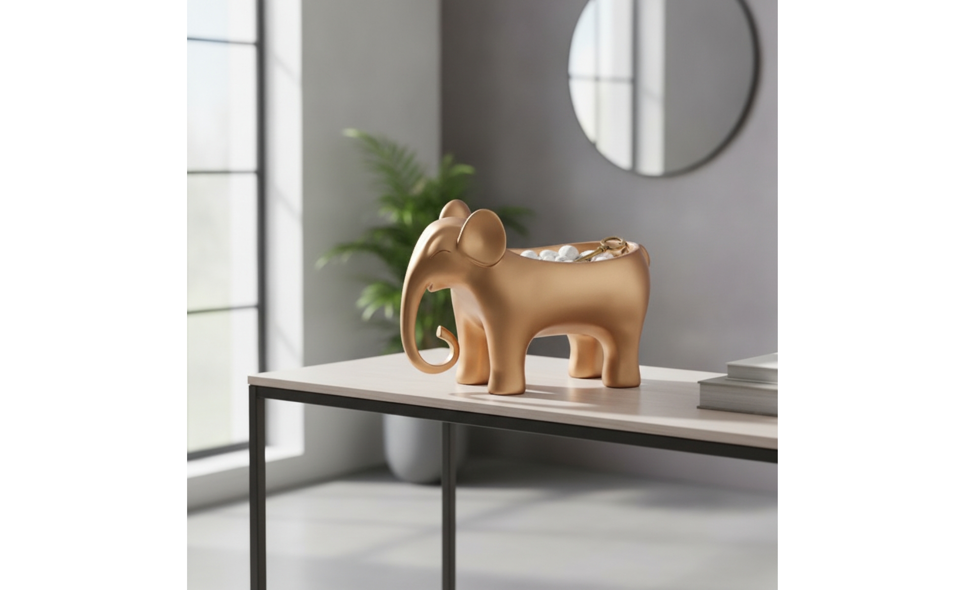 Elephant Storage Container Metal-Like Elephant Figurine with Storage Decorative