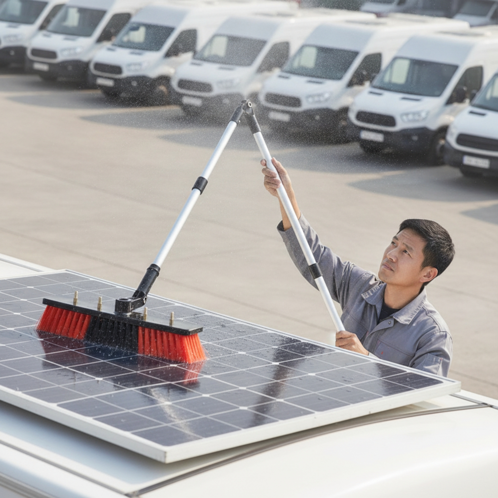 Solarpanel-Reinigungsbürste materialschonend Bürstenkopf mit PP-Borsten - Produktbild 5
