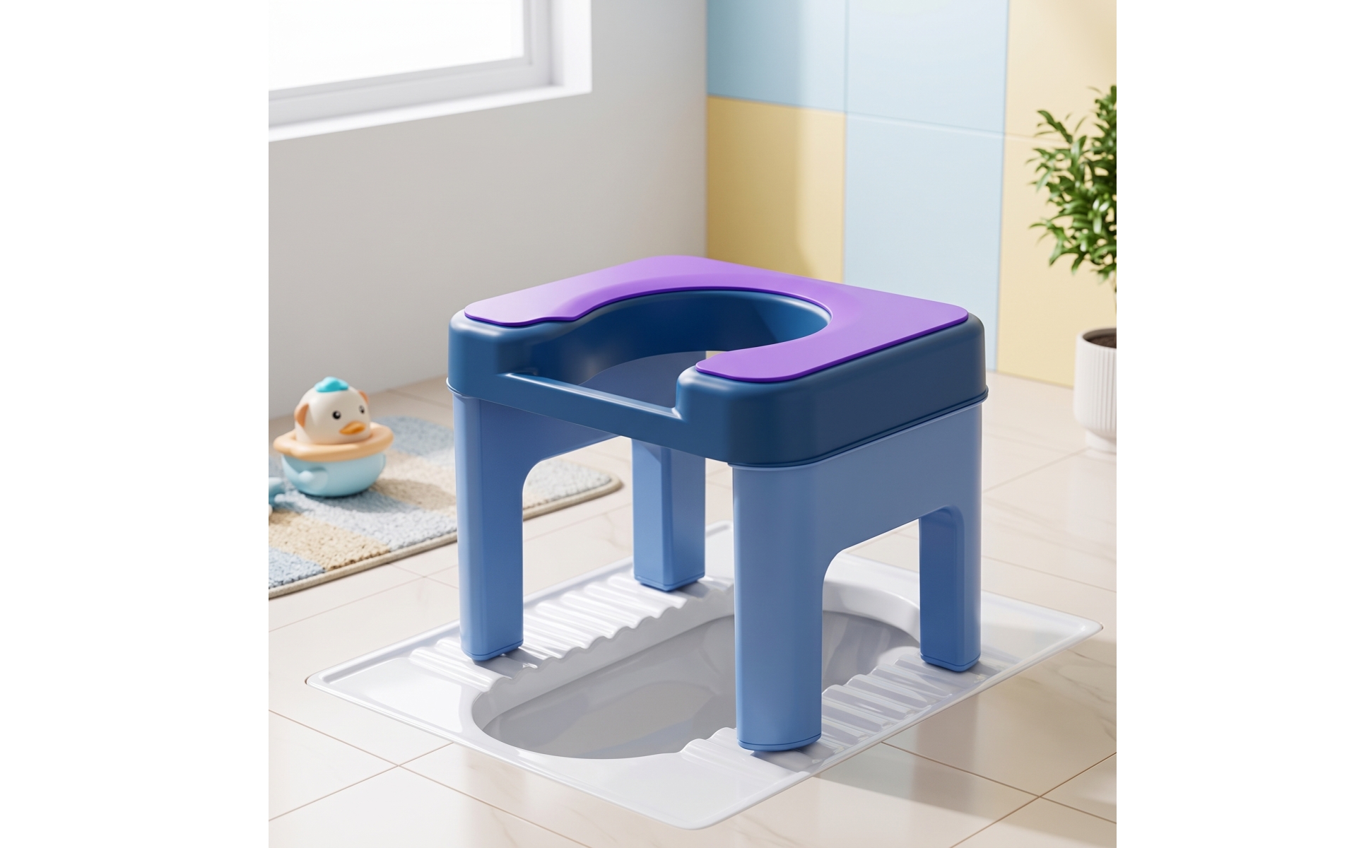 Squat-to-Sit Toilet Stool Anti-Slip Toilet Seating Aid Stable for Women
