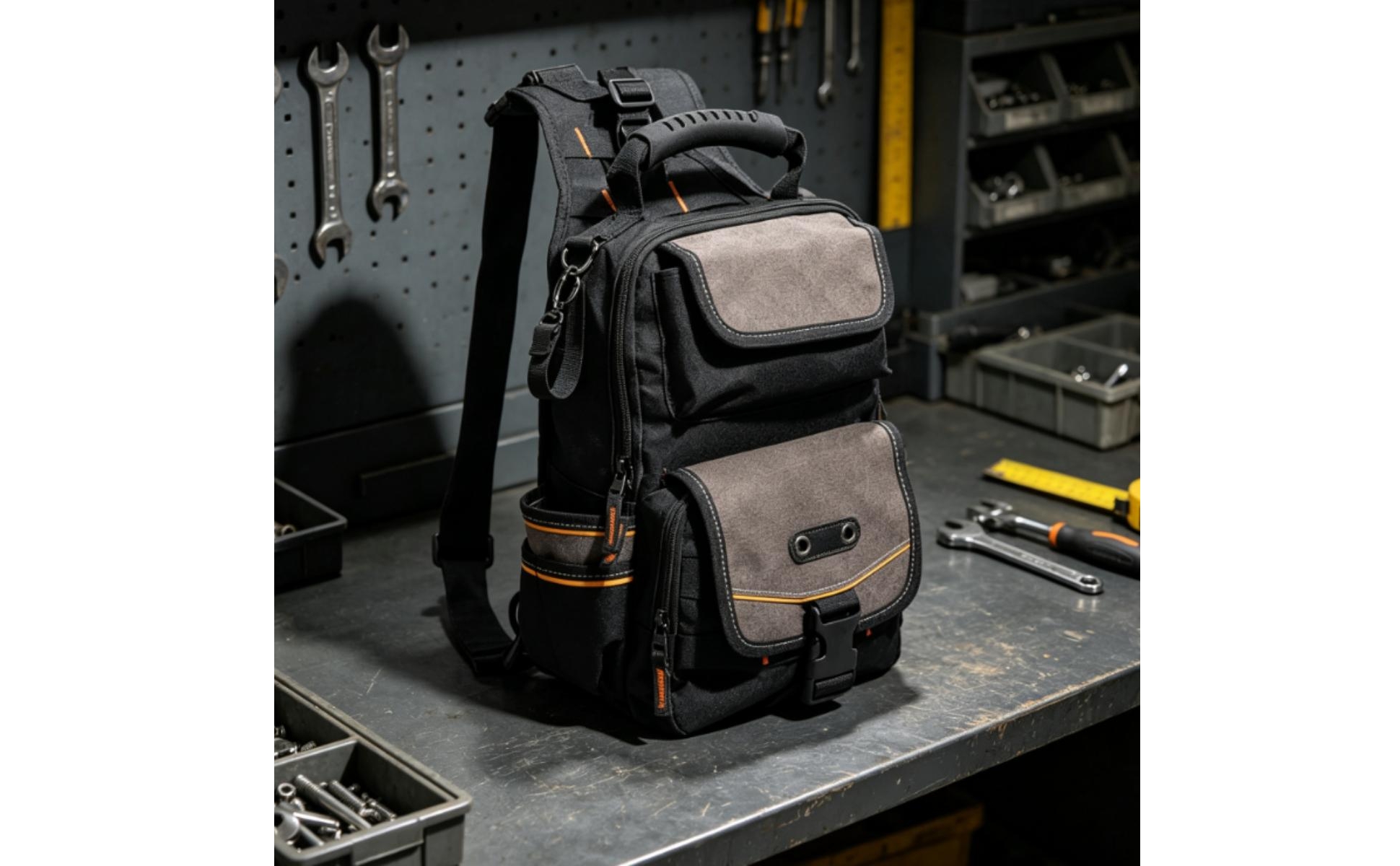 Multi-Pocket Tool Bag Compact Tool Bag with Shoulder Strap for Job Site, DIYers