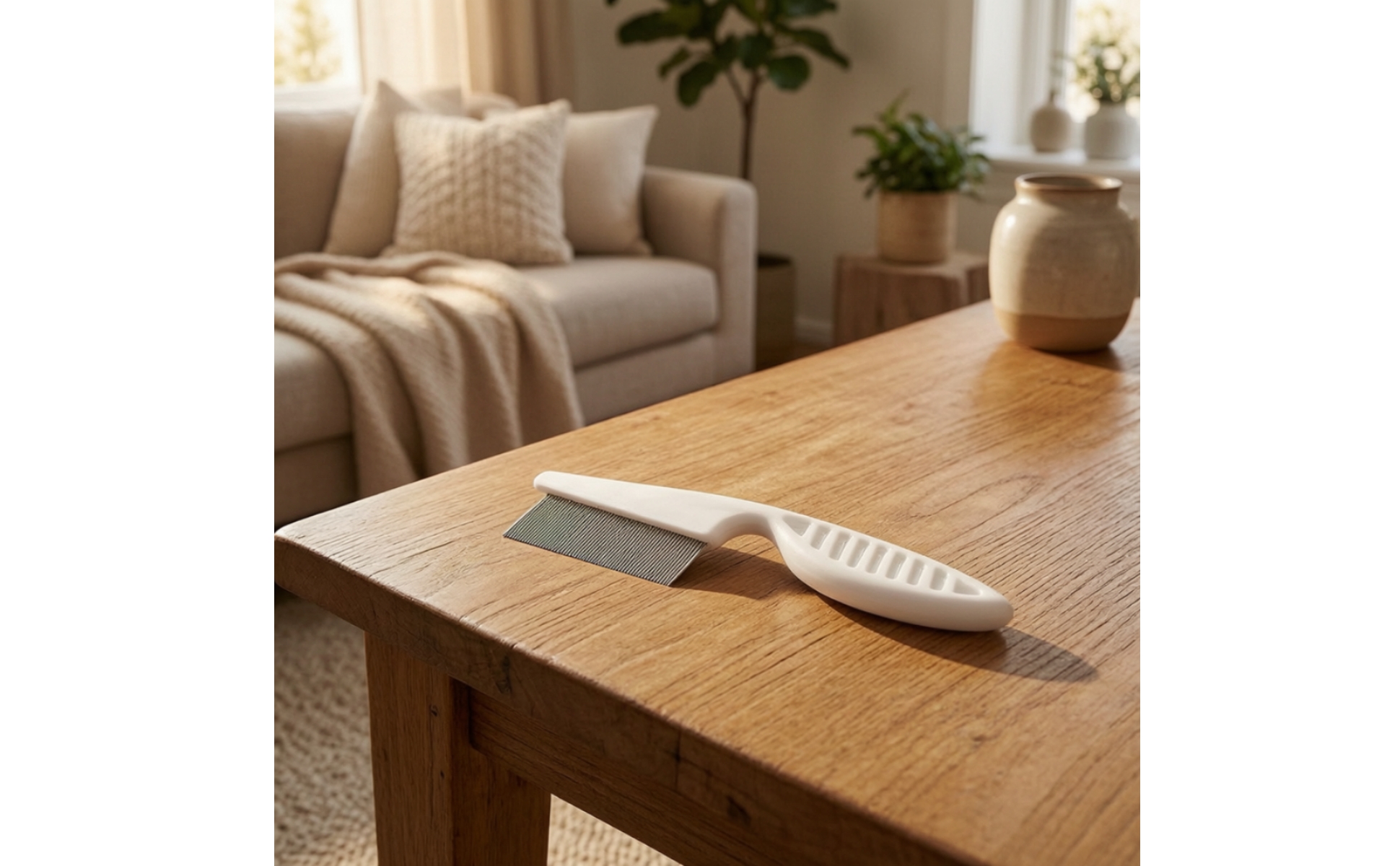 Self-Cleaning Pet Comb Fine-Tooth Deshedding Comb with Release Button Detangling