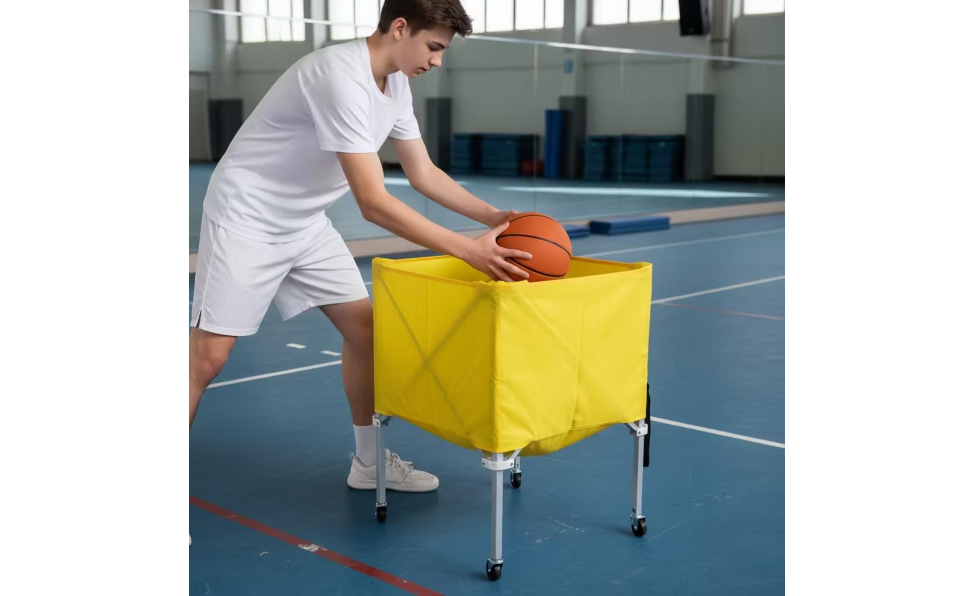 Collapsible Ball Cart Lightweight Foldable Ball Cart Portable for Gym, Teachers