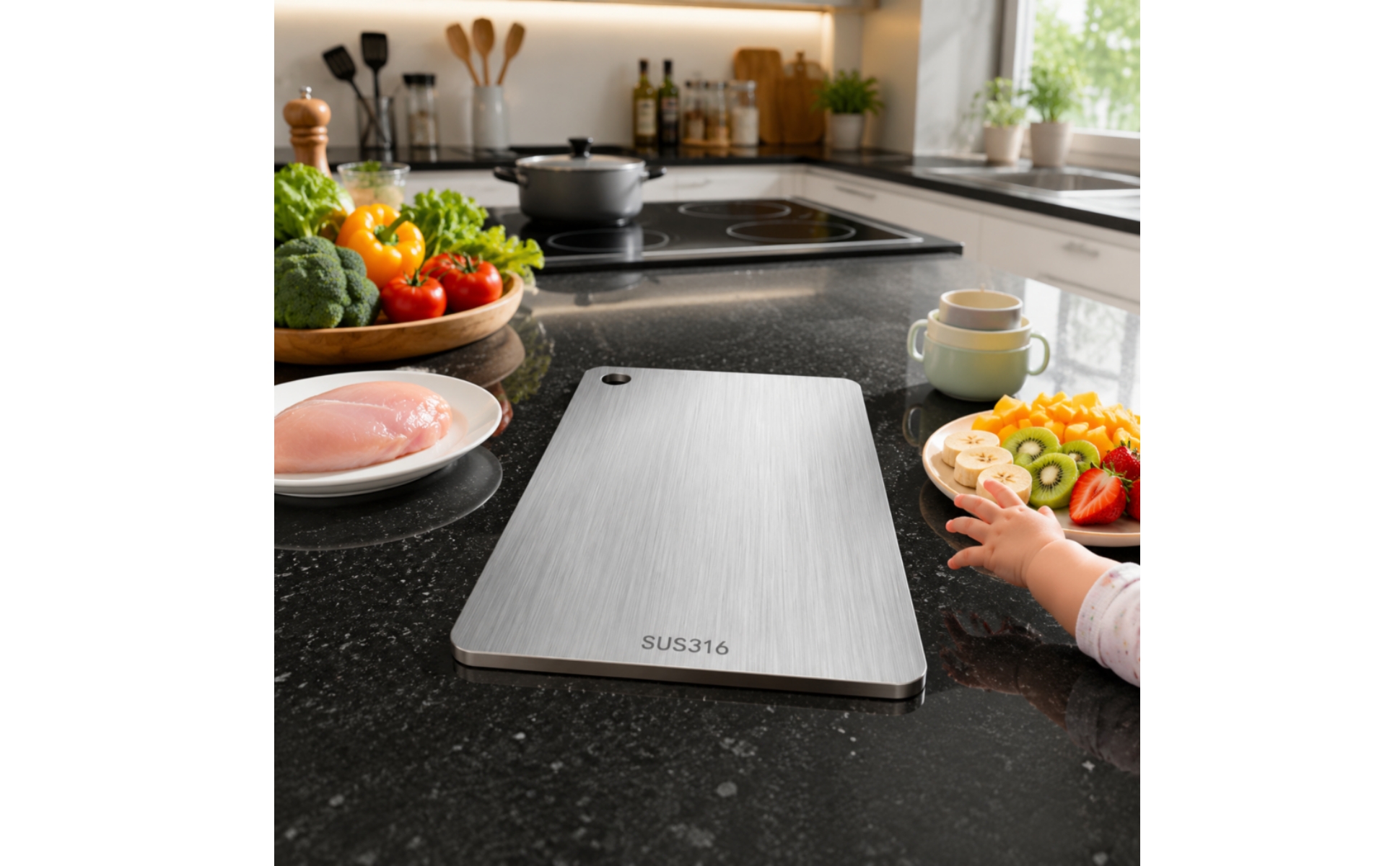 Stainless Steel Board Compact Metal Board Slim for Minimalists