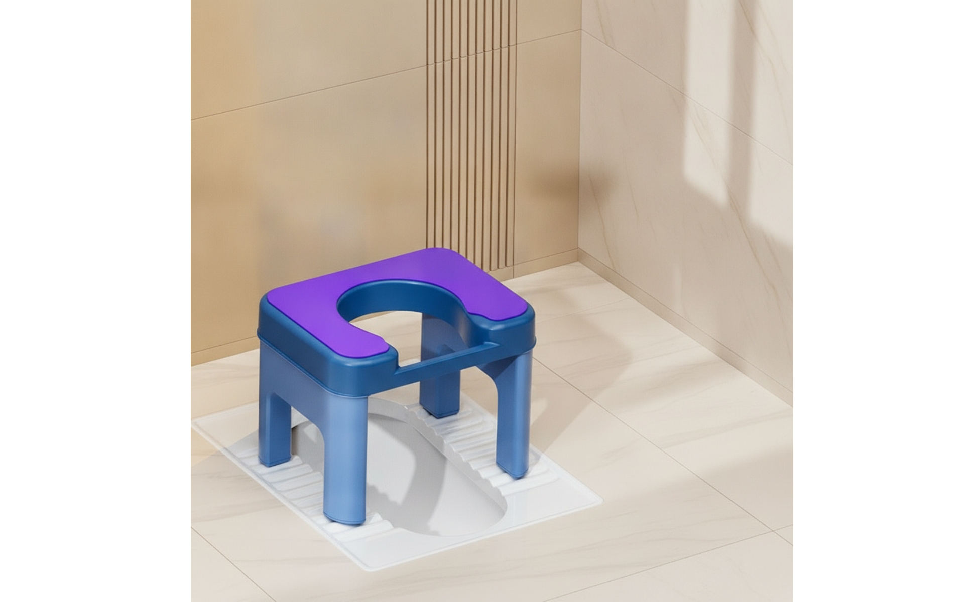 Squat-to-Sit Toilet Stool Anti-Slip Toilet Seating Aid Stable for Women