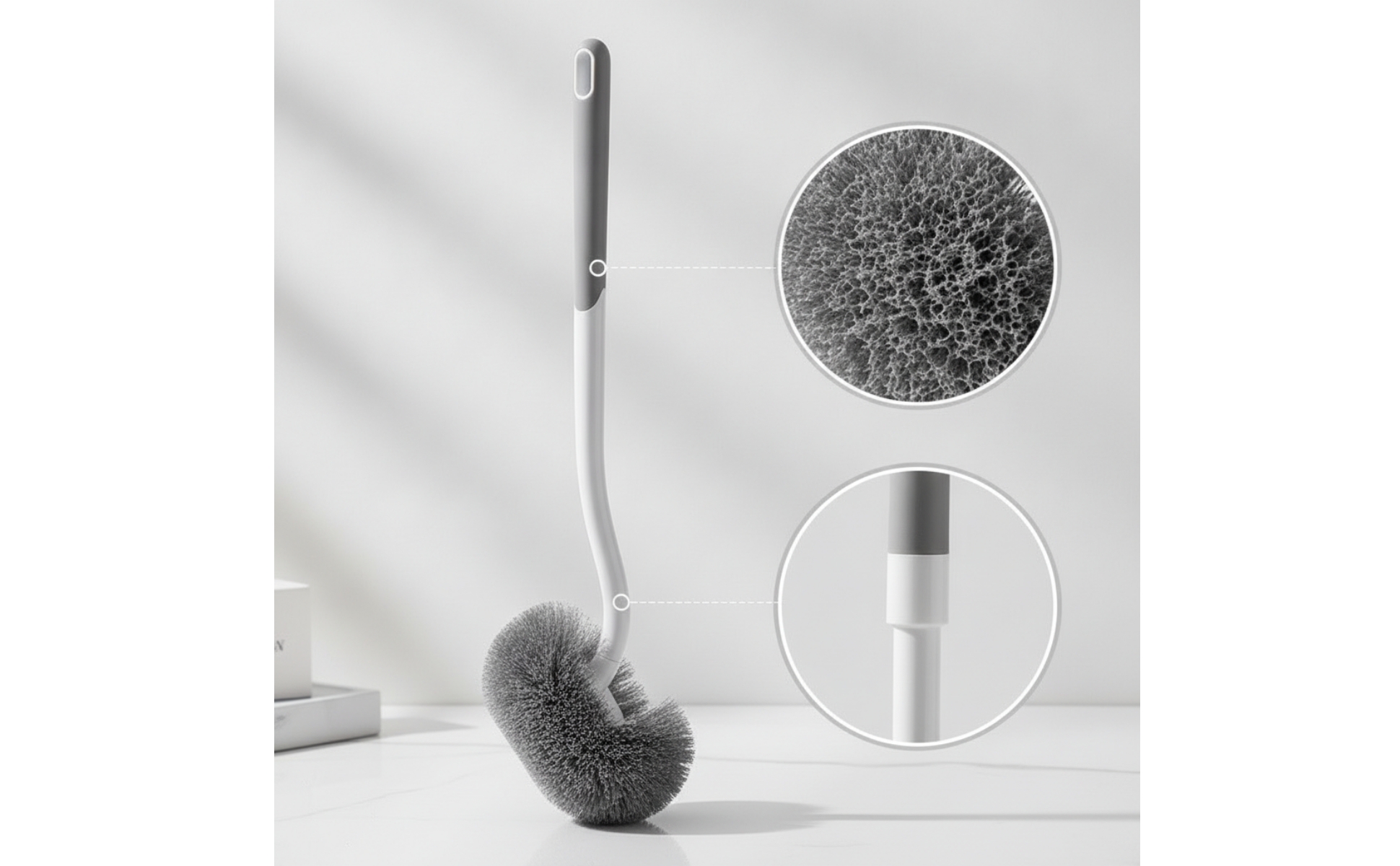 Toilet Brush with Holder Flexible Wall Mounted Toilet Brush Long-Handled
