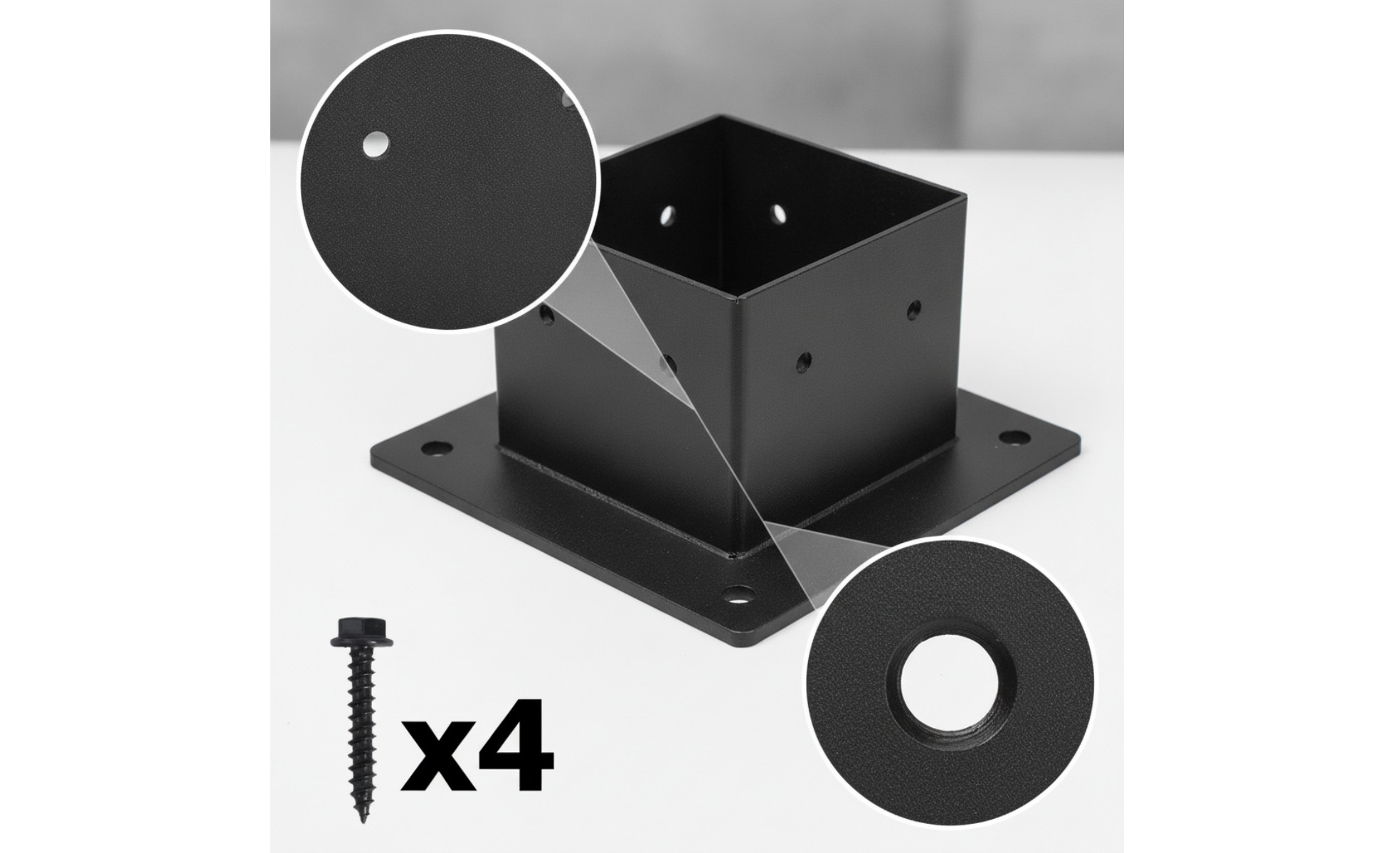 Post Base with Screws Matte Black Post Anchor Bracket Heavy-Duty for Builders