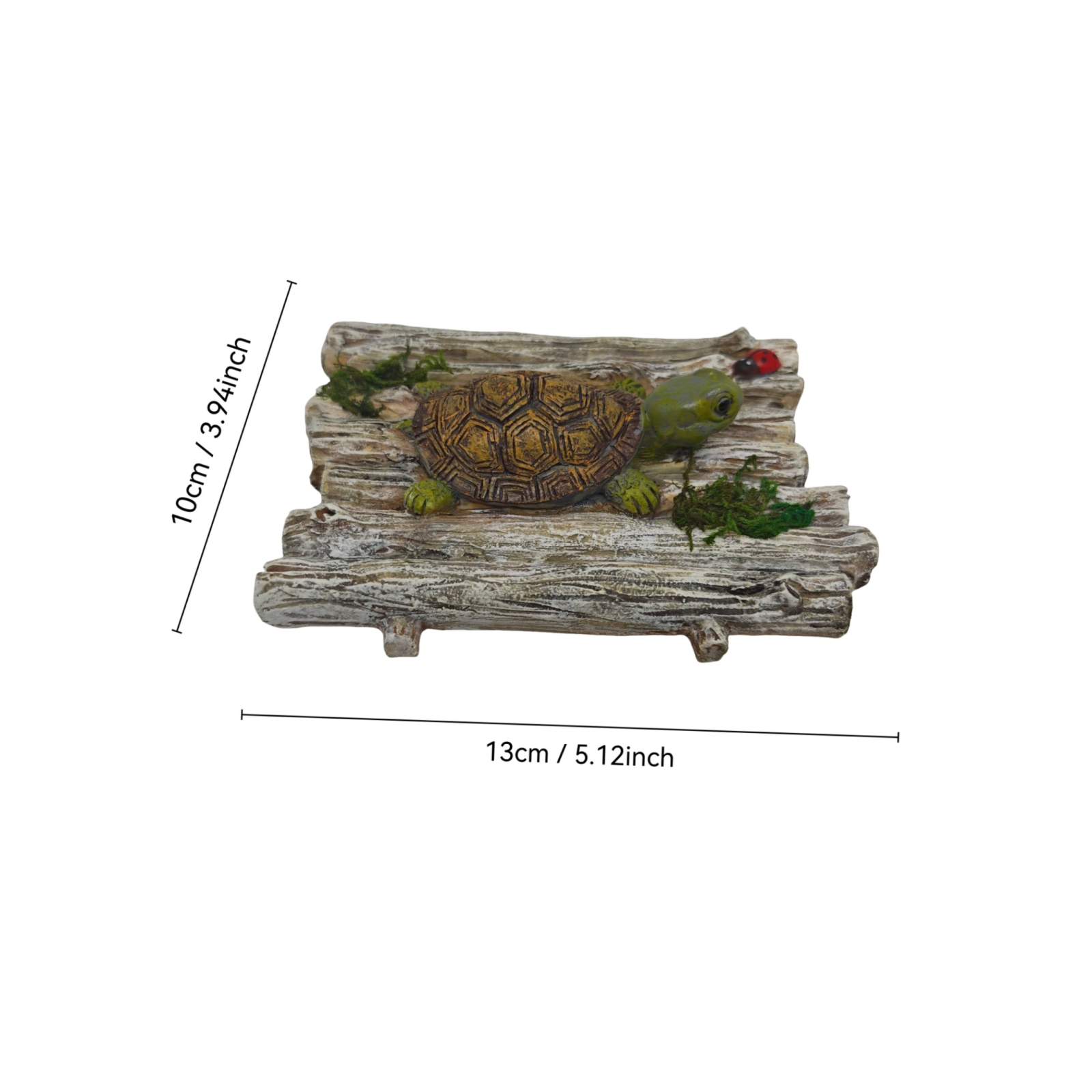 Schildkröte mit Holzboot rustikal Schwimminsel mit Schildkröte detailliert
