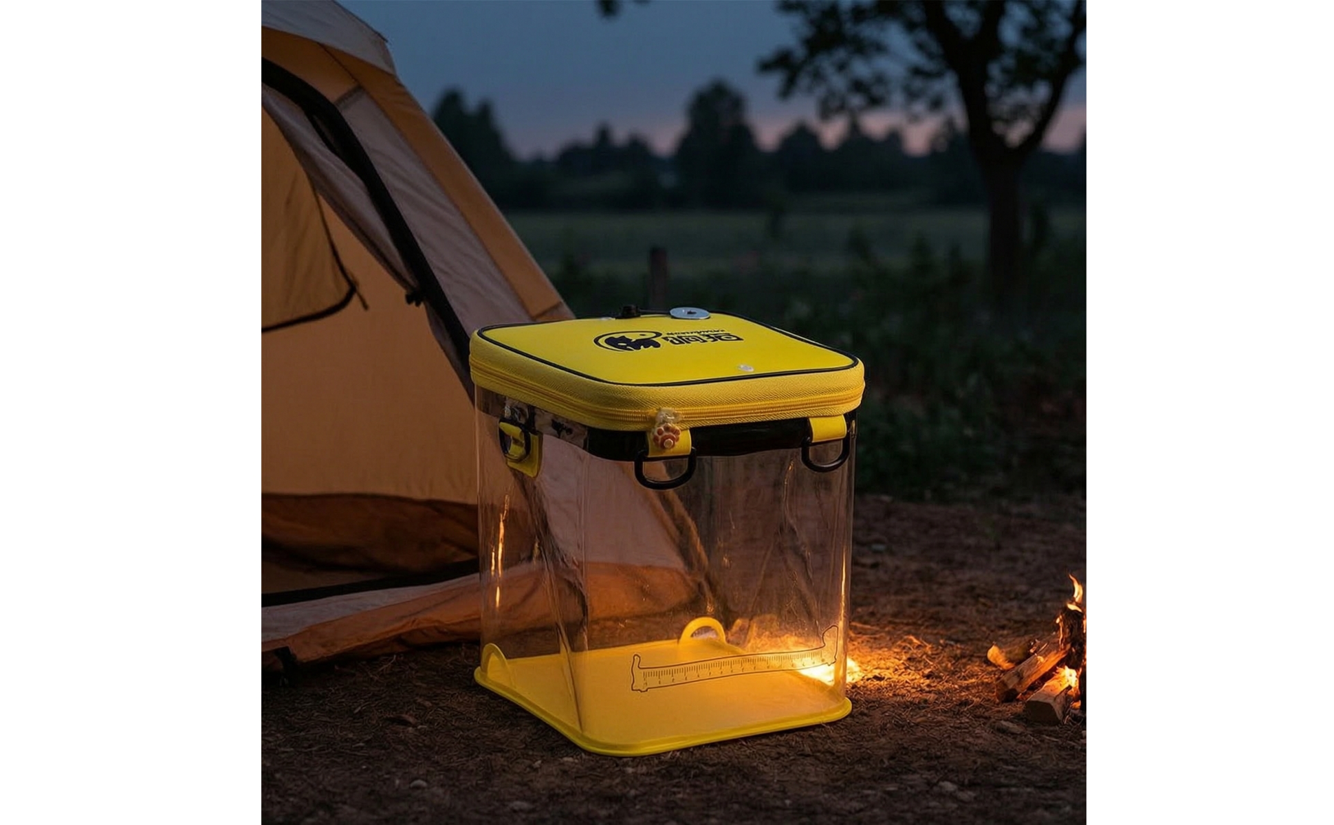 Angeleimer faltbar Köderfischeimer transparent für Outdoor, Camping, Angler