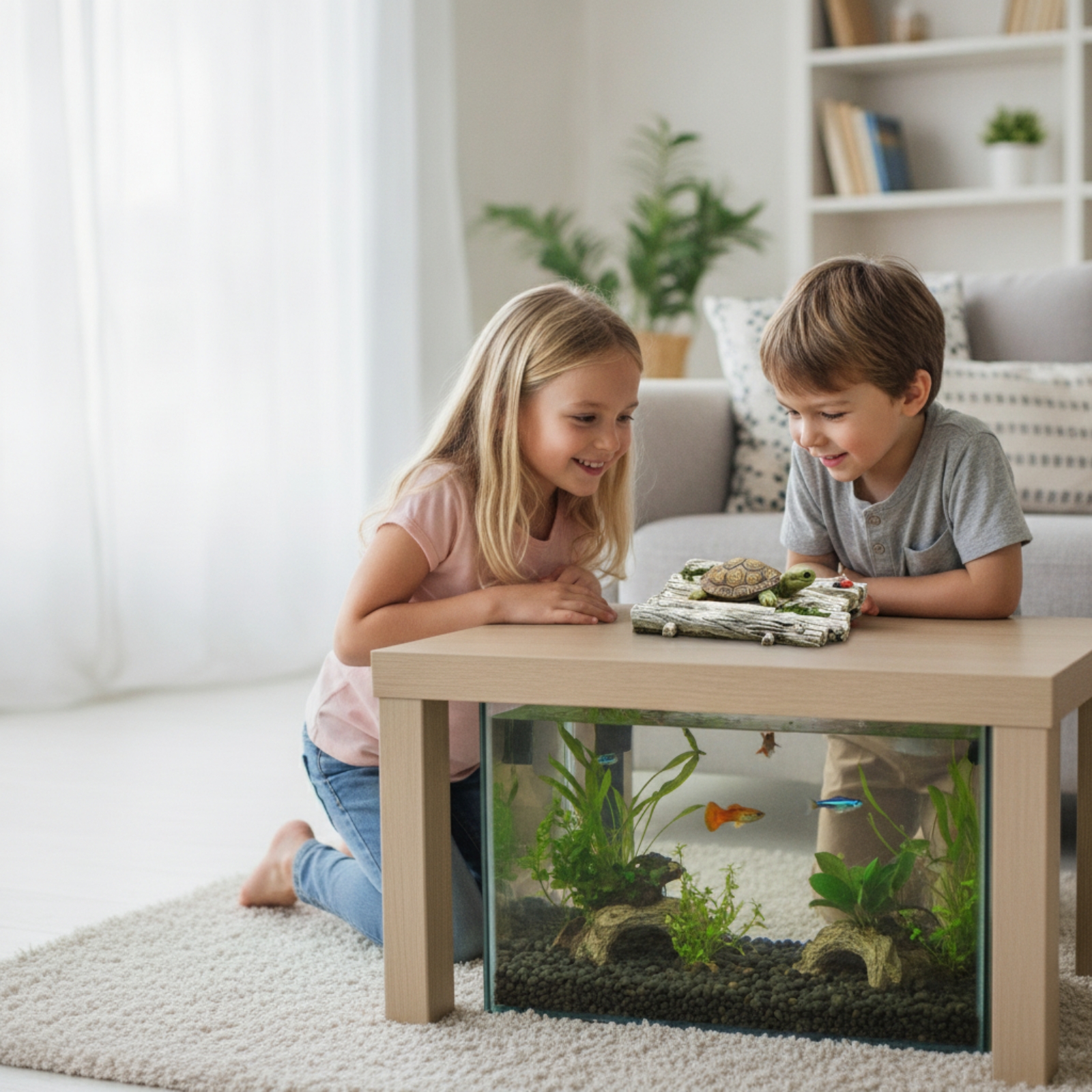 Schildkröte mit Holzboot rustikal Schwimminsel mit Schildkröte detailliert - Produktbild 7