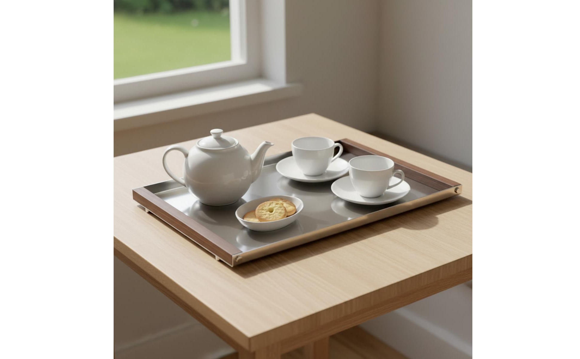 Tray with Mirrored Base Rectangular Tray with Mirrored Bottom Low-Profile